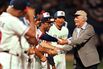 Atlanta Braves owner Ted Turner shakes hands with