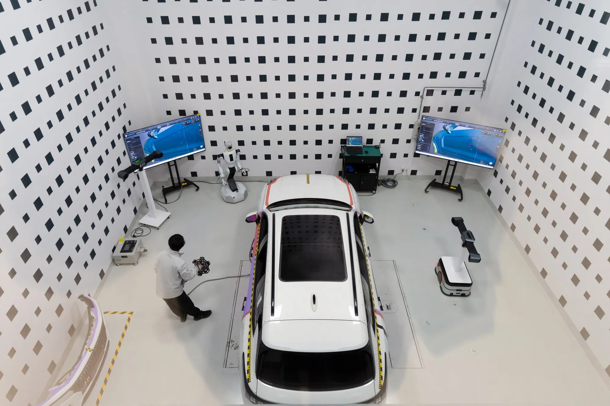 A technician at the precision measurement laboratory at the Geely Auto Group Global Comprehensive Safety Center in Ningbo, China on Dec. 12.
