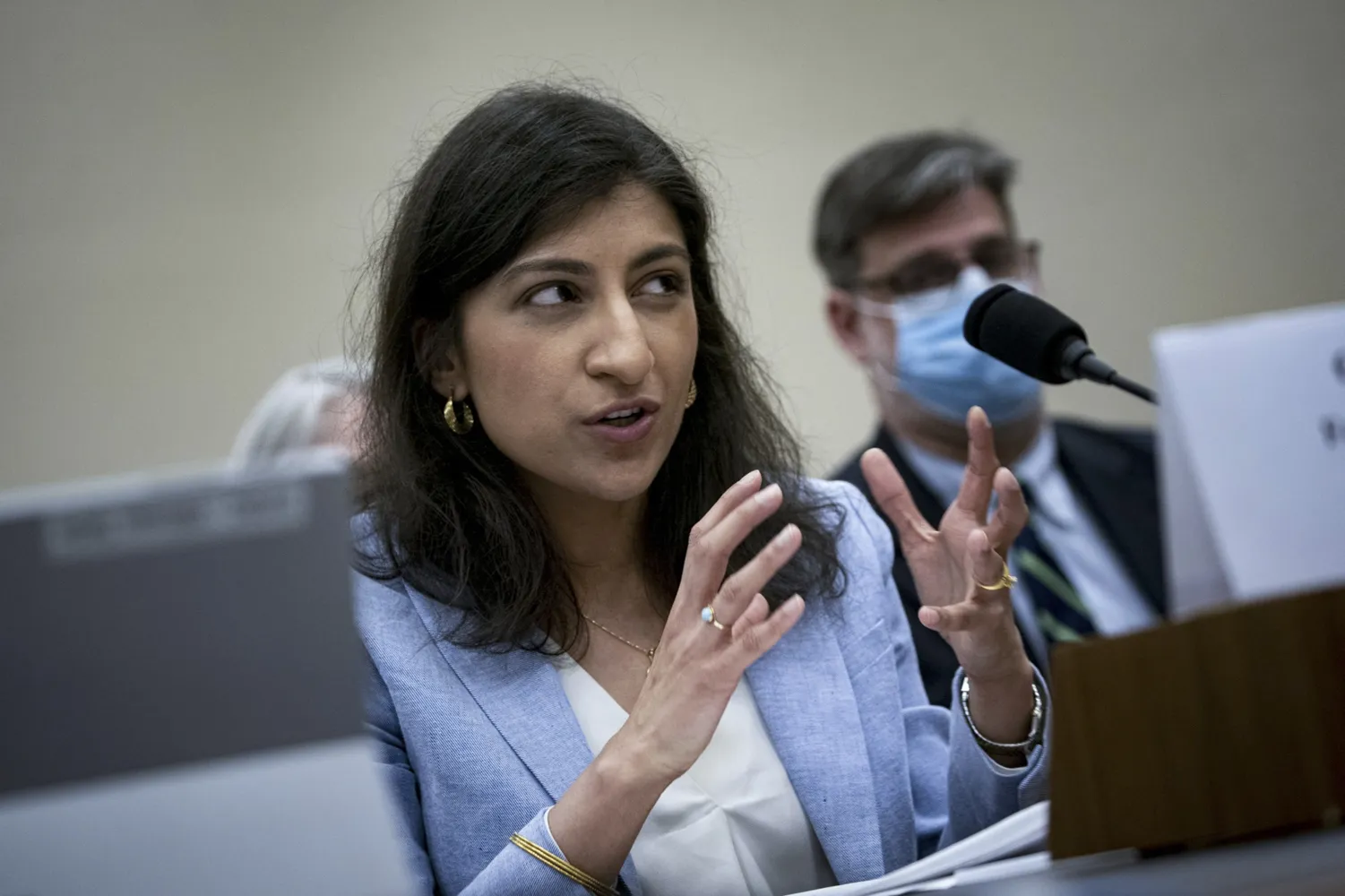 Khan speaks during a House Appropriations subcommittee hearing in Washington on May 18.