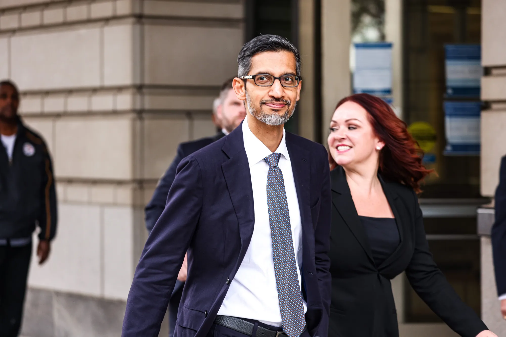 Sundar Pichai exits federal court in Washington, on Oct. 30.
