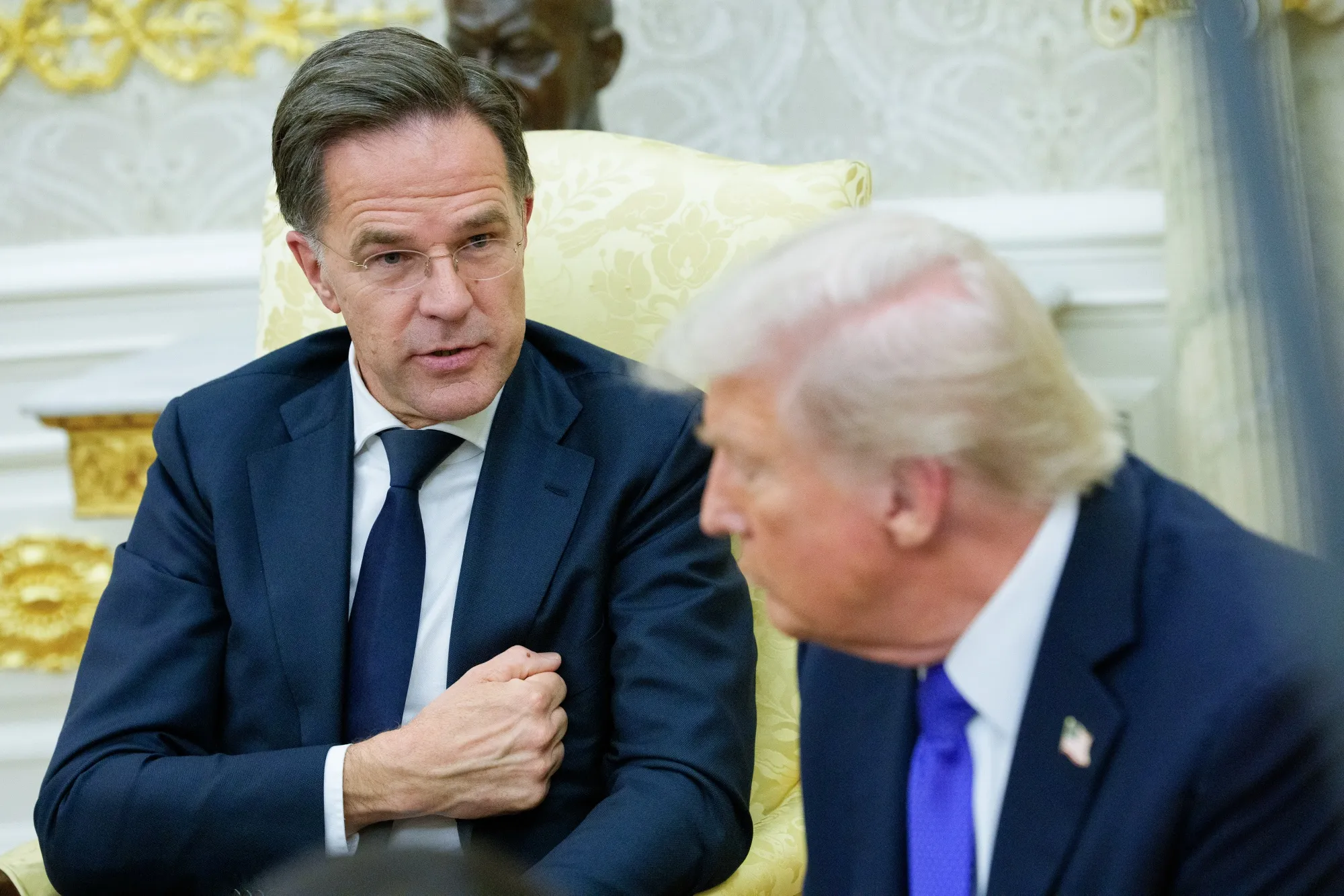 Trump and Rutte during a meeting at the White House on Wednesday, Oct. 22, 2025.