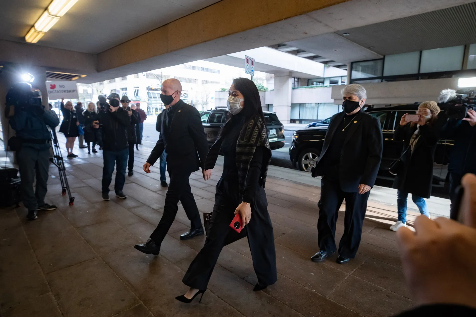 Meng Wanzhou, chief financial officer of Huawei Technologies Co., arrives at Supreme Court in Vancouver, British Columbia, Canada, on Monday, March 1, 2021.&nbsp;