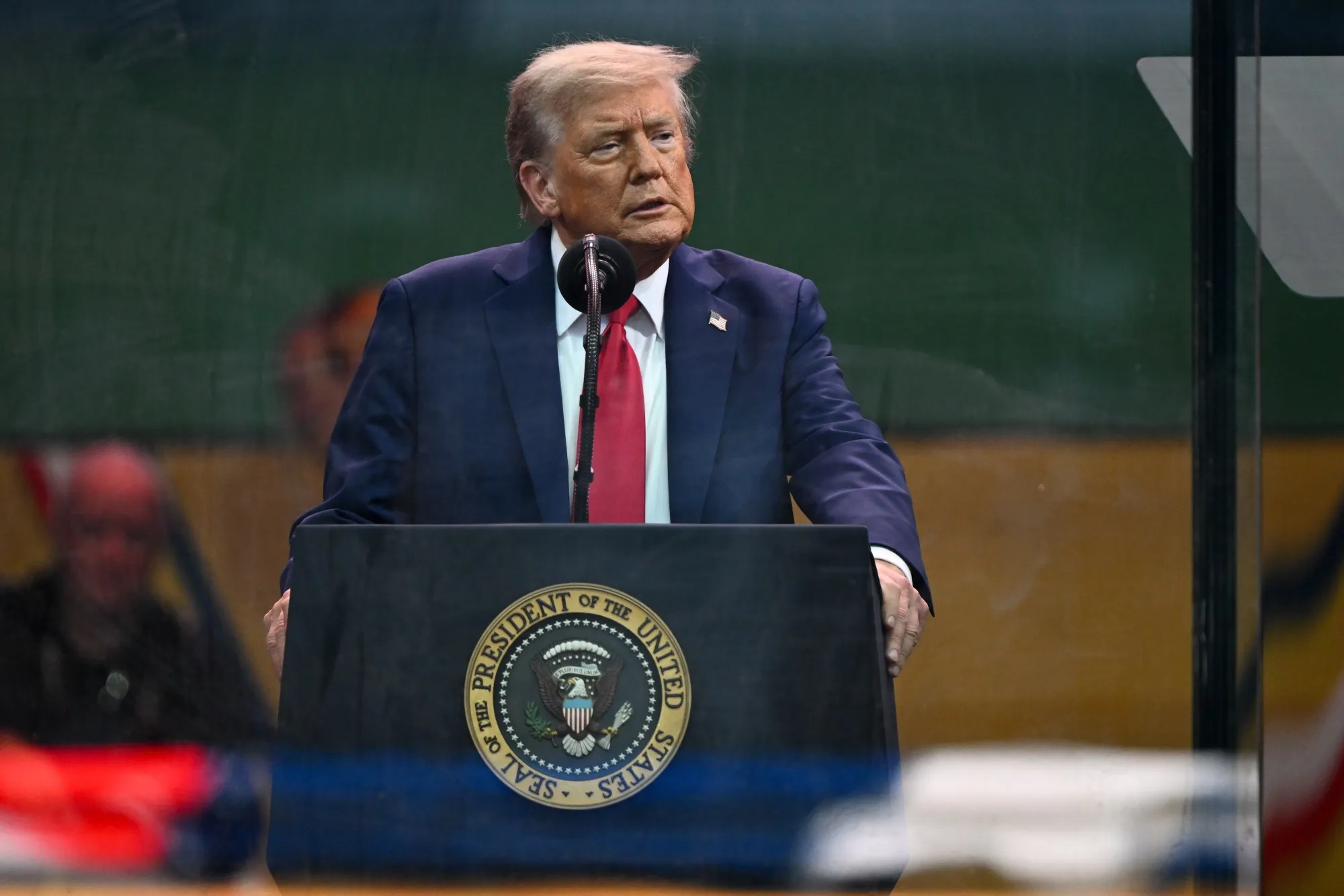 President Donald Trump speaks during the US Army's 250th Anniversary Parade in Washington, DC, US, on&nbsp;June 14.