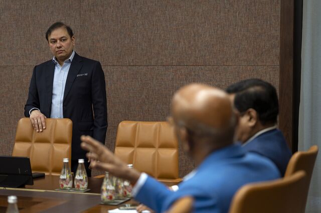 Pranav during a meeting with executives across verticals that report to him at the Adani headquarters in Ahmedabad, on May 20, 2024. Photographer: Sumit Dayal/Bloomberg
