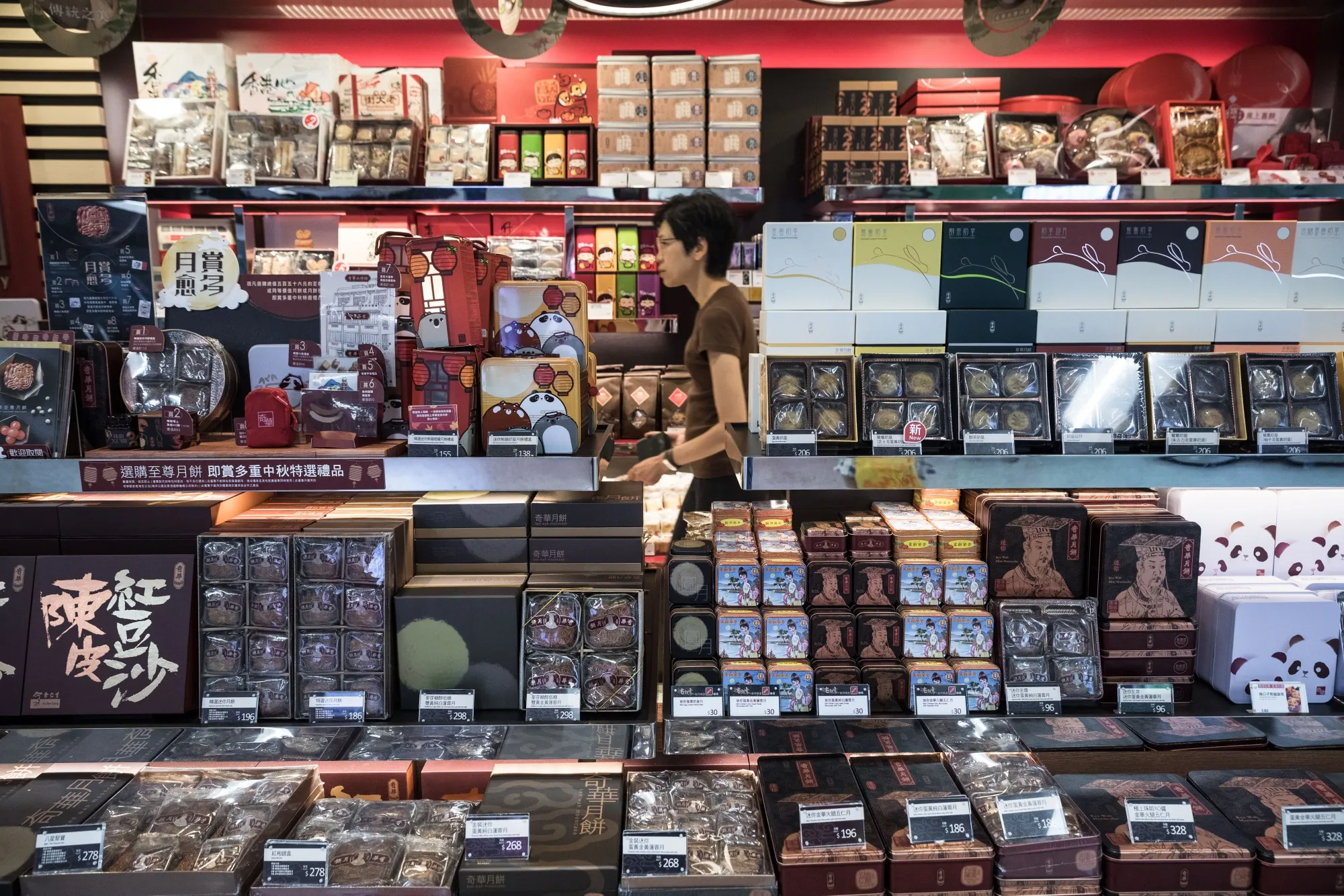 Mountains of mooncake packaging.