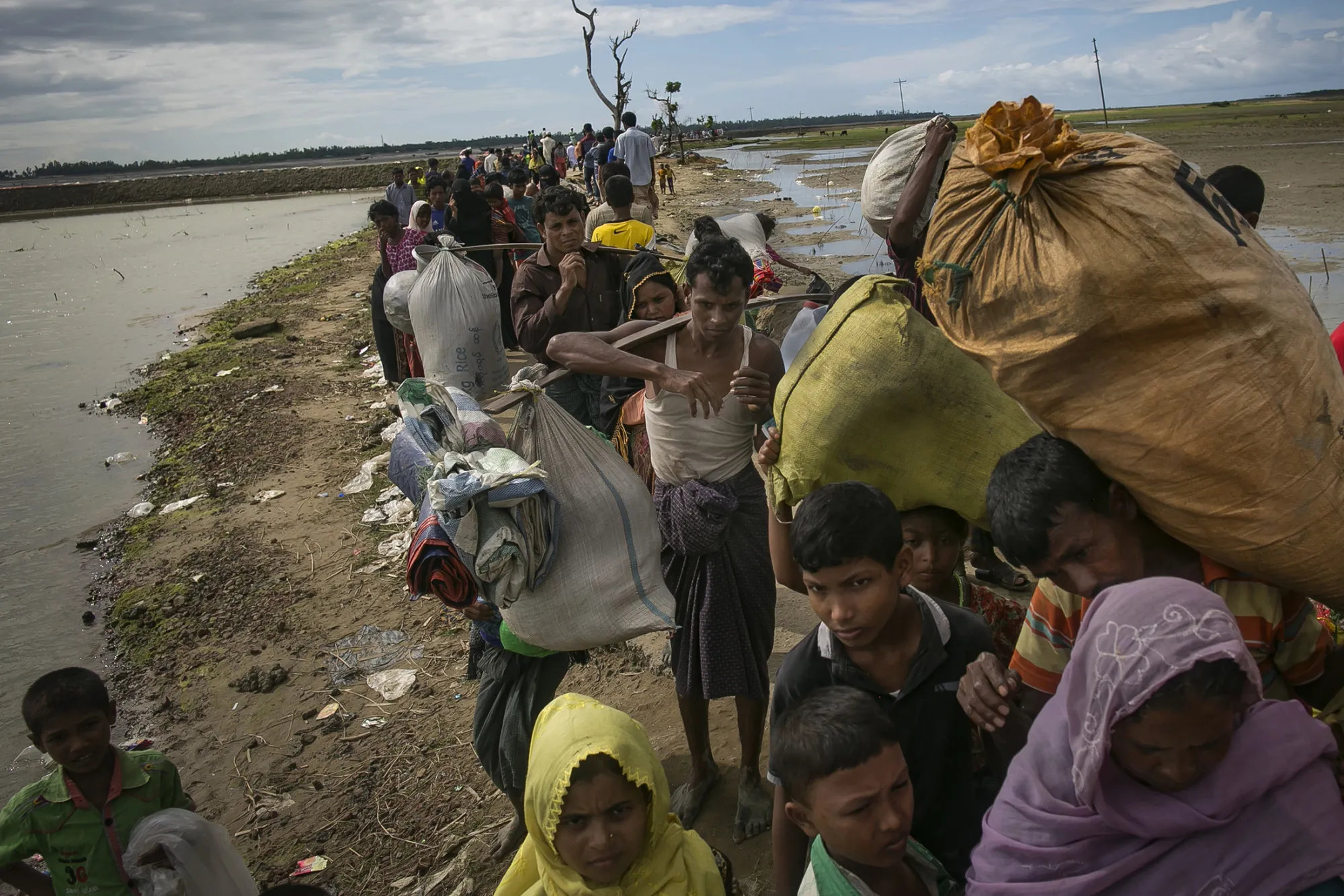 Rohingya refugees arrive in Shah Porir Dip, Bangladesh, on Sept. 14, 2017.
