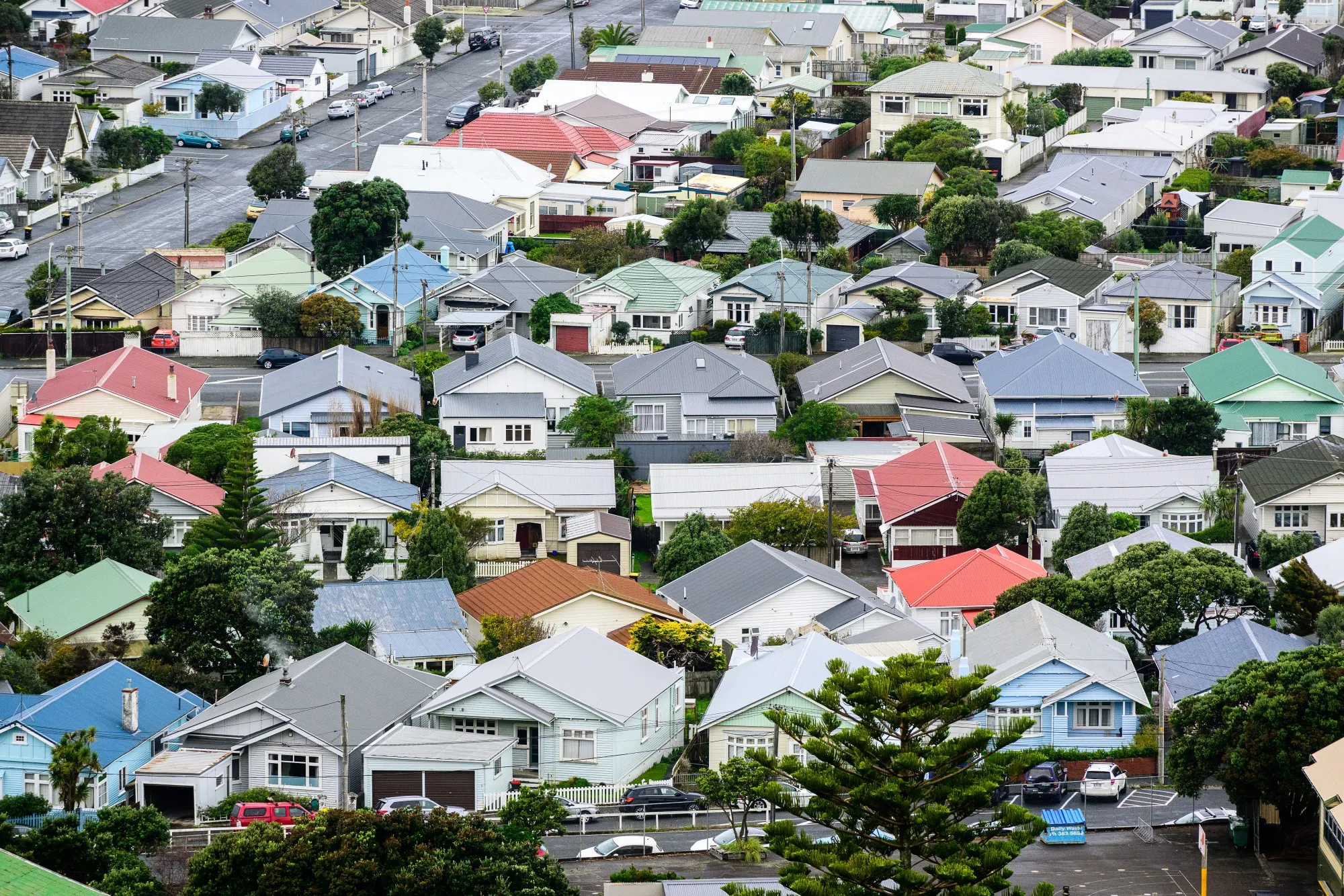 Residential houses in Wellington, New Zealand.