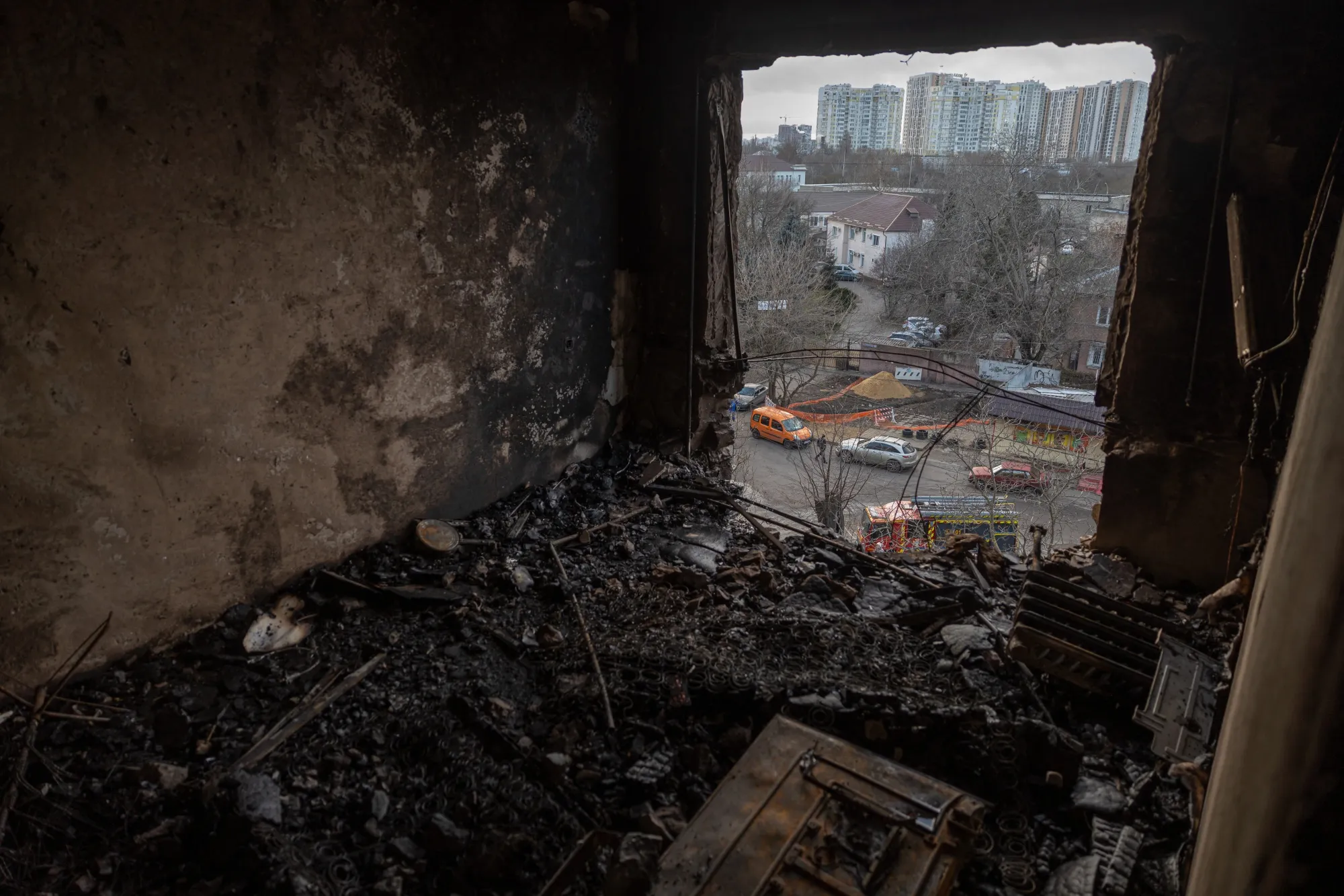 A damaged residential building following an attack in Odesa, Ukraine, on Dec. 31.