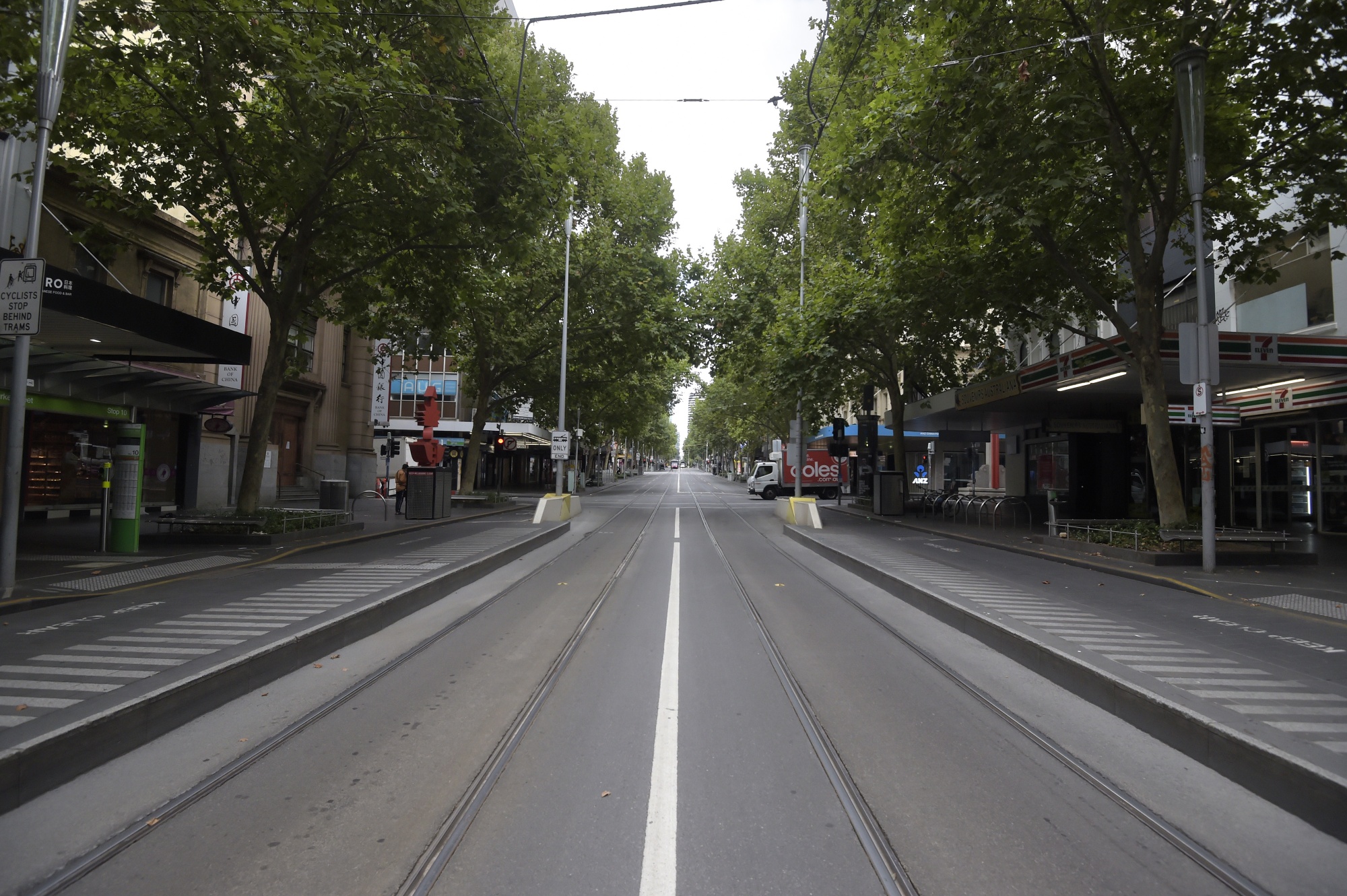 The empty business district during a lockdown, in Melbourne,&nbsp;in Feb.&nbsp;