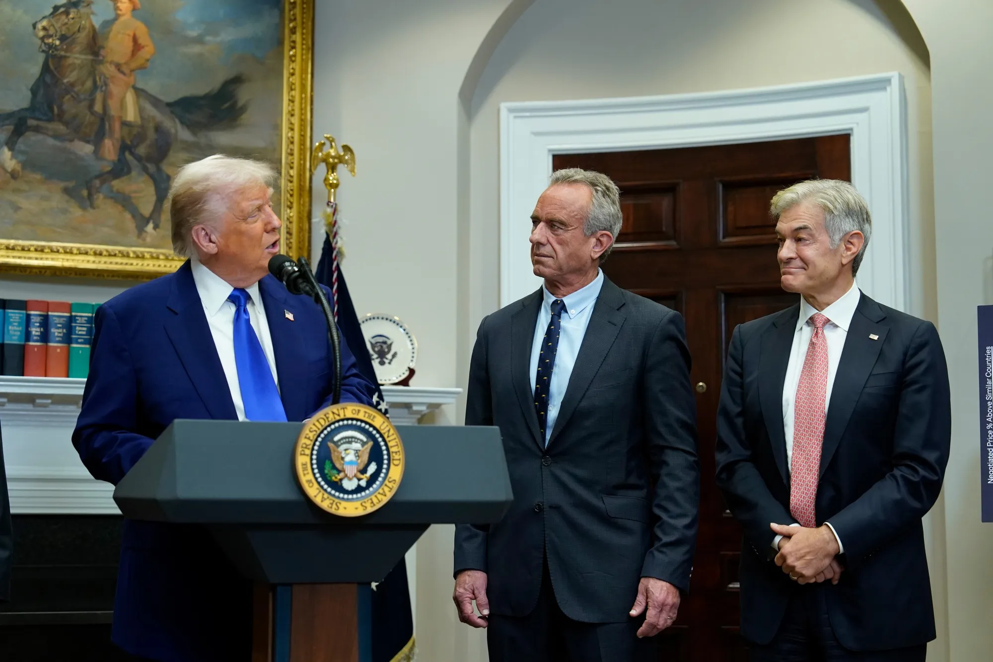 President Donald Trump, Robert F. Kennedy Jr.&nbsp;and Mehmet Oz during a news conference at the White House on May 12.