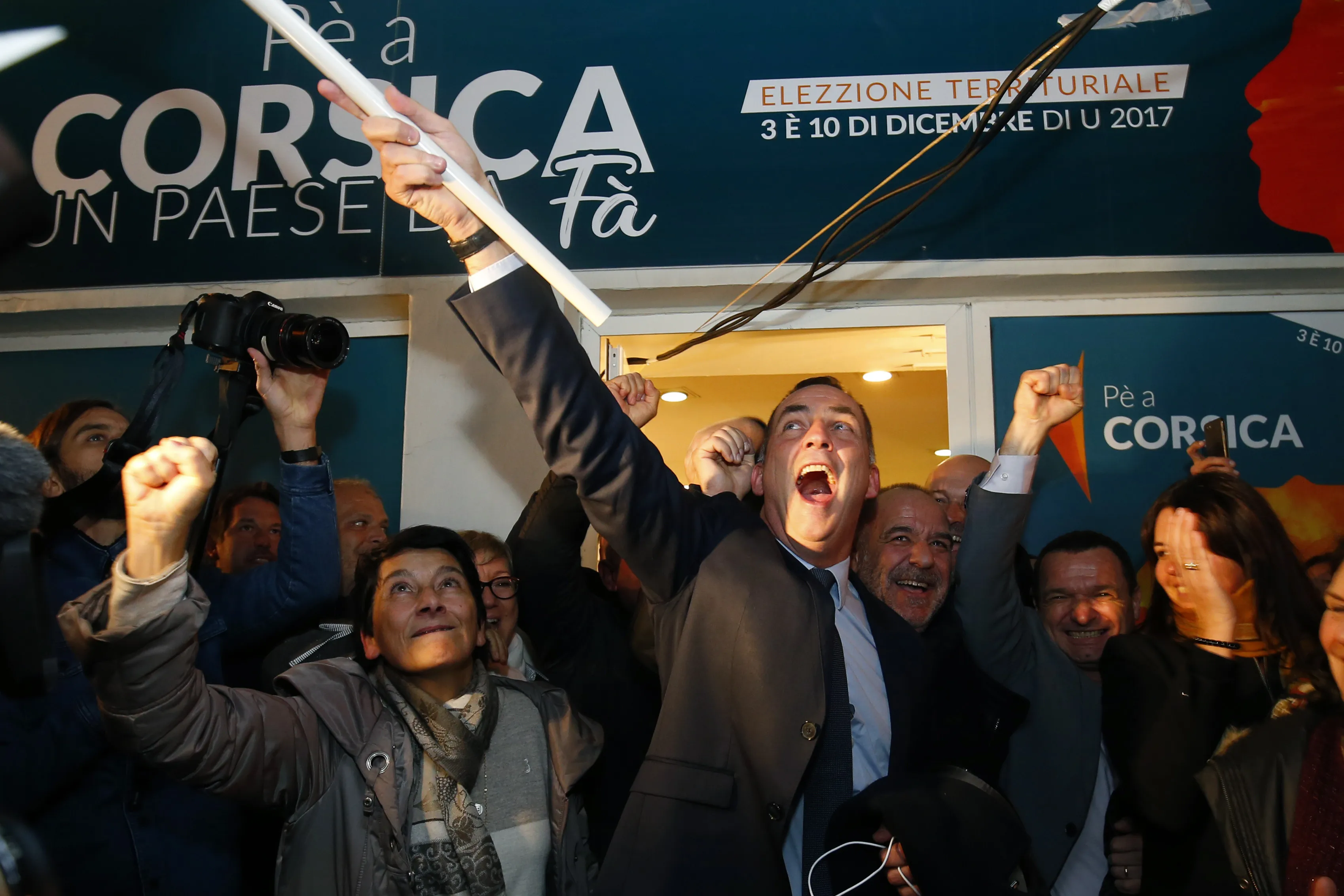 In an interview with Europe1, Gilles Simeoni, center,&nbsp;said “the Catalan model is not transferable to Corsica,”