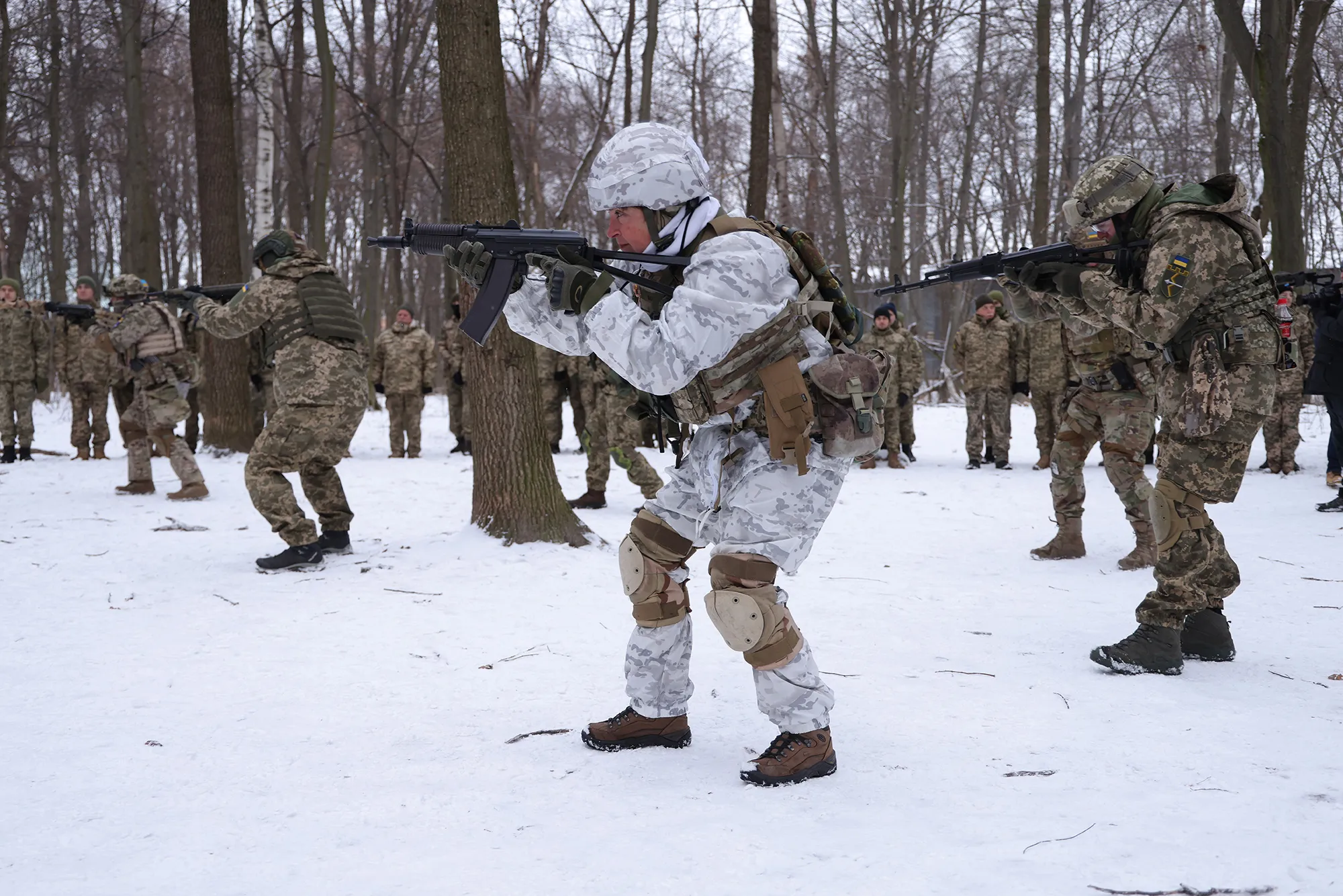 The Kyiv Territorial Defence unit&nbsp;trains&nbsp;in a forest&nbsp;in Kyiv, Ukraine on Jan. 22.&nbsp;