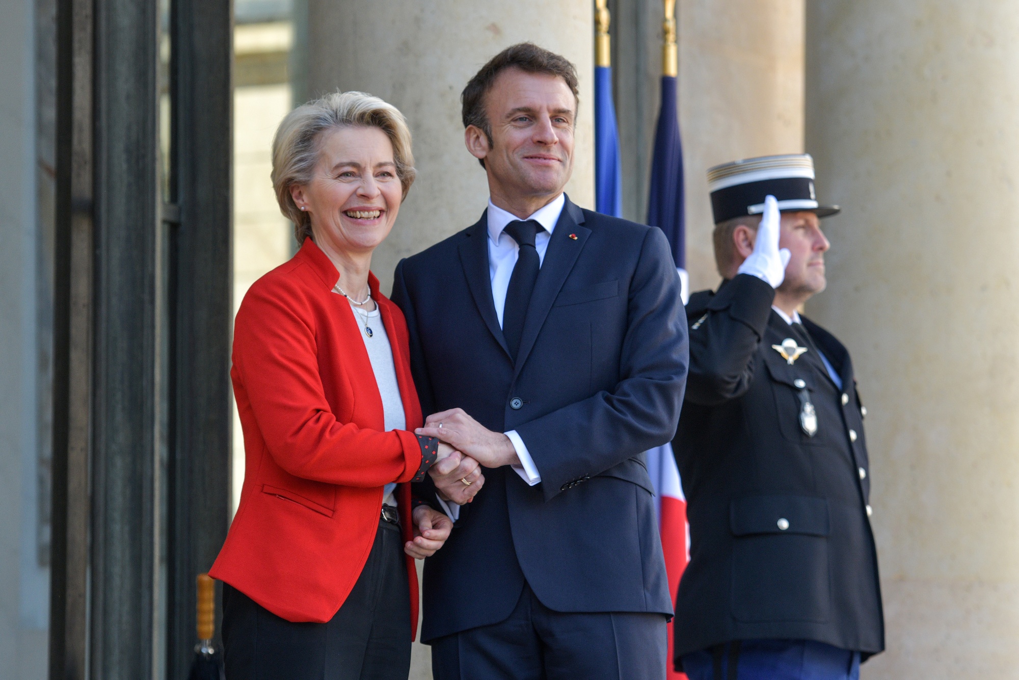 French President Emmanuel Macron Meets European Commission President Ursula Von Der Leyen
