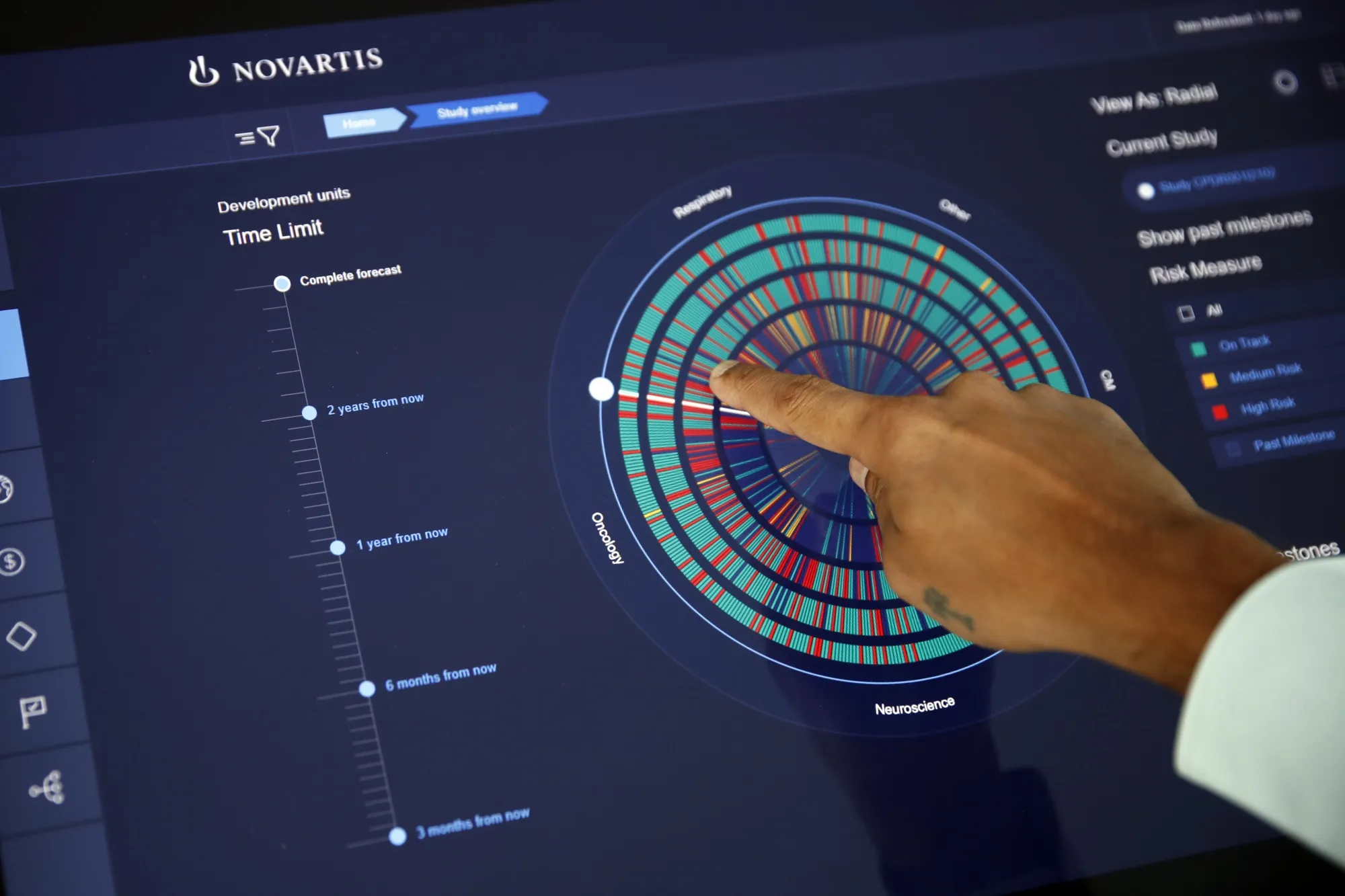 The high-tech command center at the Novartis AG campus in Basel, Switzerland.