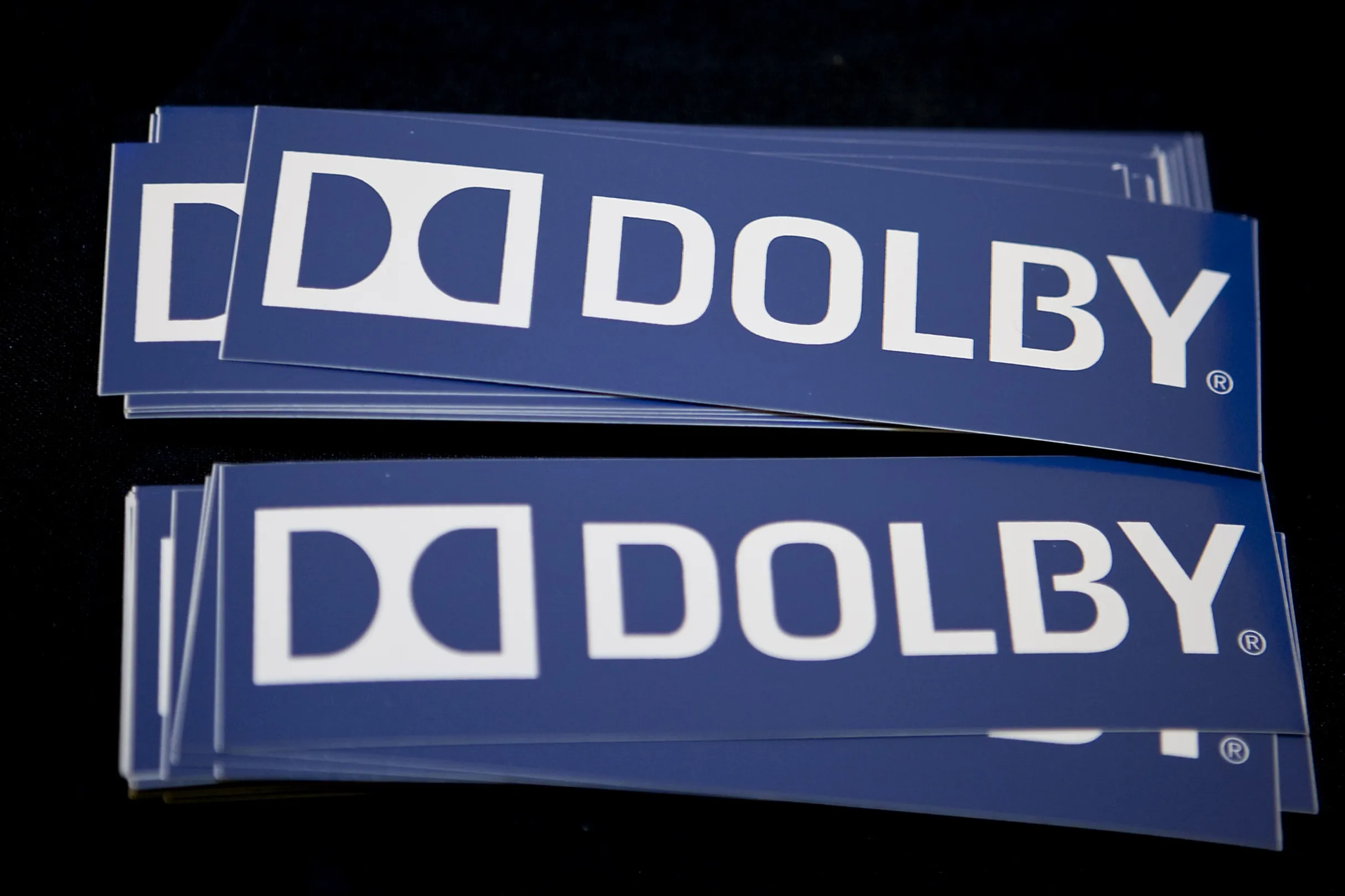 Stickers with Dolby Laboratories Inc.'s logo