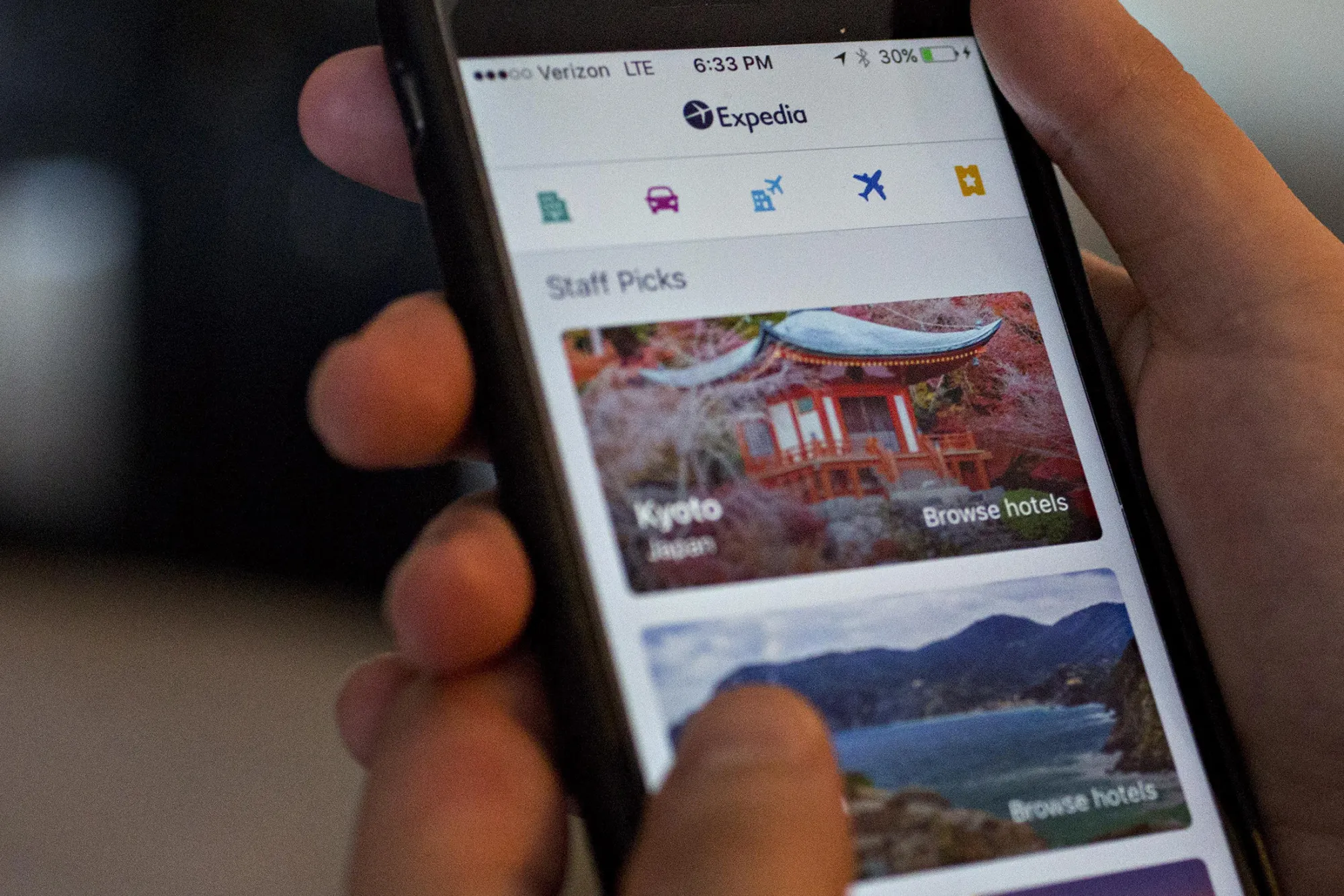 The Expedia booking&nbsp;app.