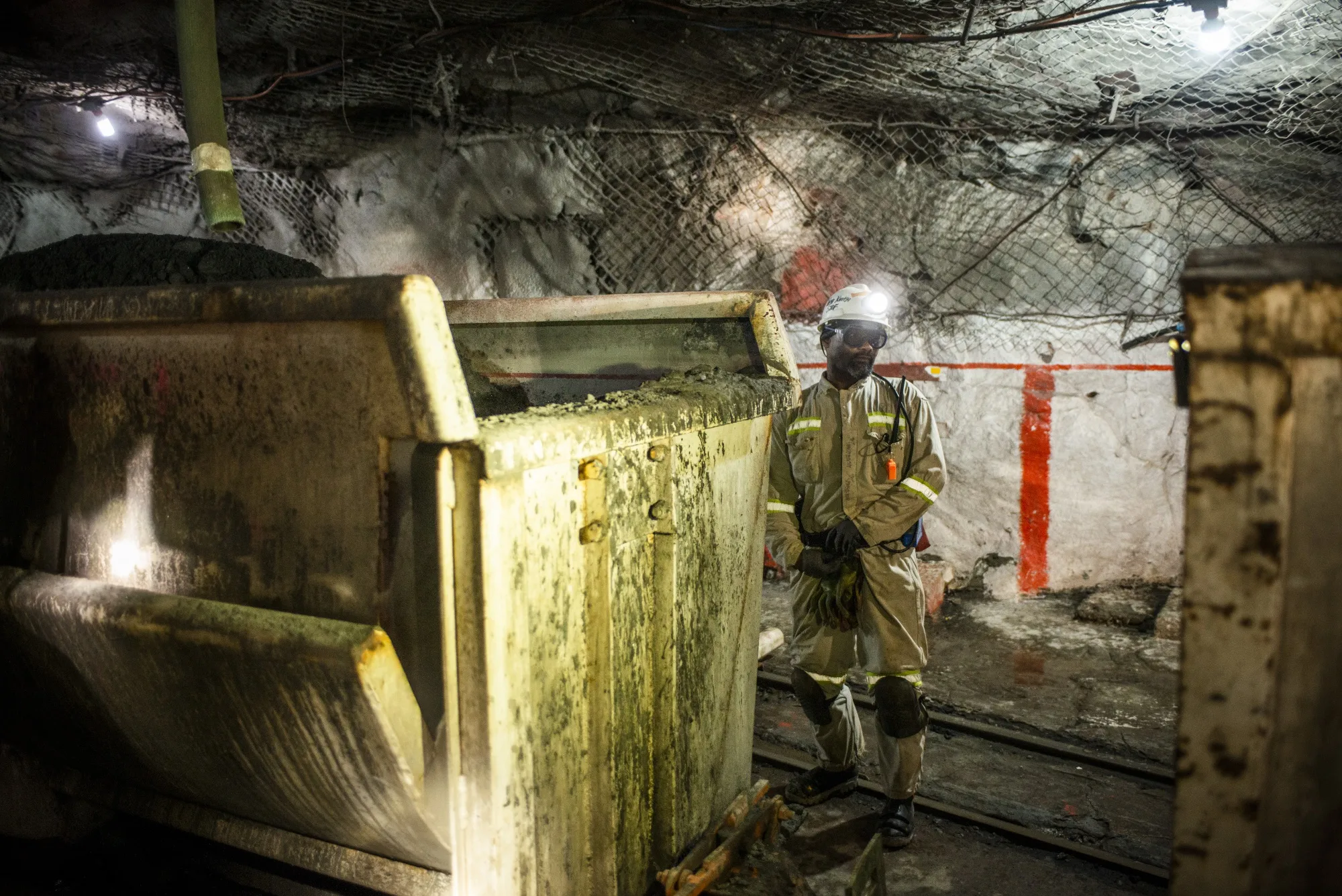 A miner at the Sibanye-Stillwater Khuseleka platinum mine.