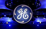 The General Electric Co. (GE) logo is displayed during the company's 2010 annual meeting in Houston, Texas, U.S.