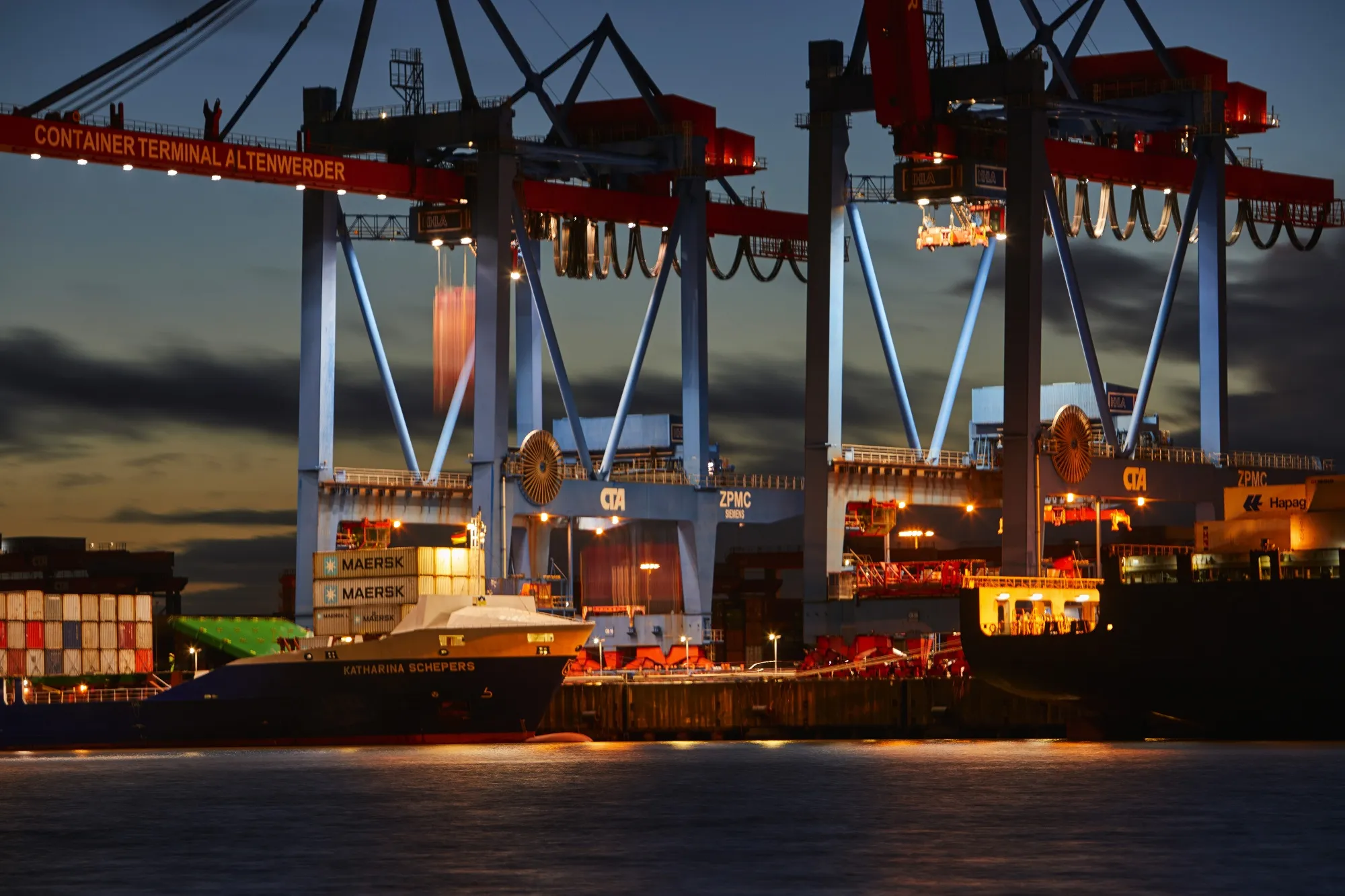 Shipping containers at Hamburg port in Germany.