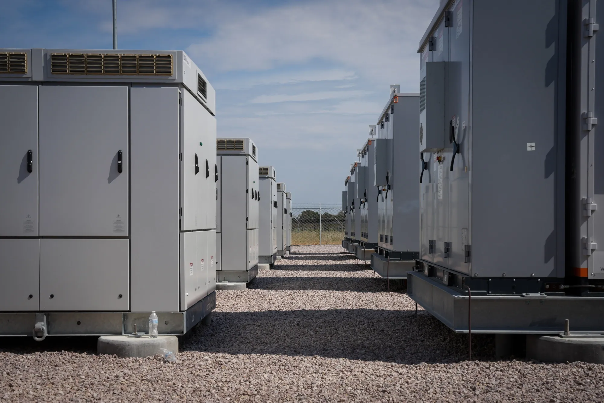 A battery storage yard.