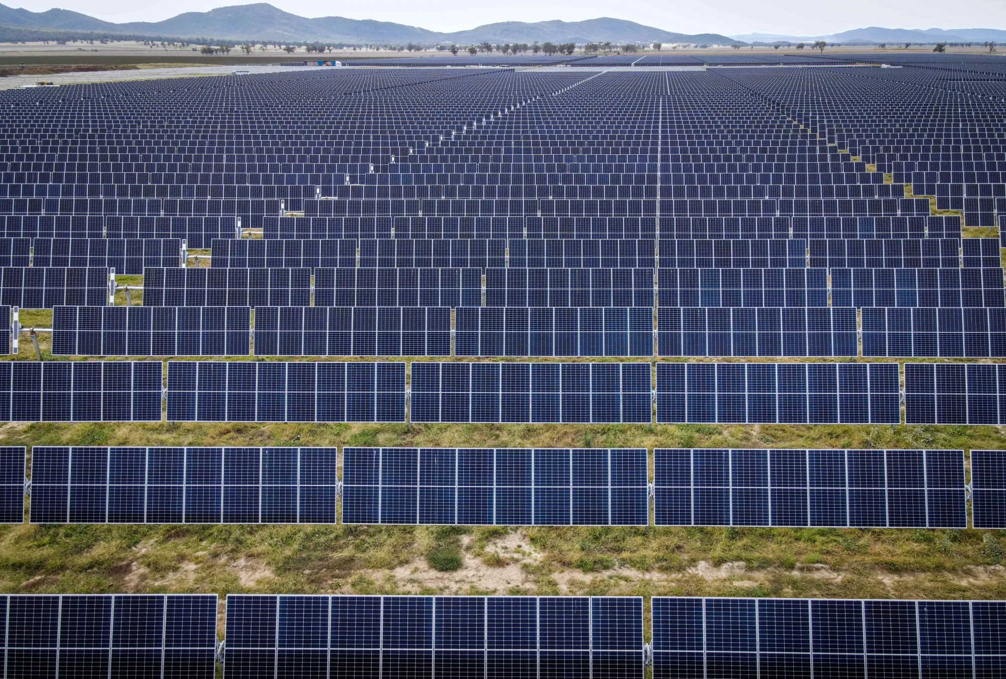 Photovoltaic panels at a solar farm on the outskirts of Gunnedah, New South Wales.