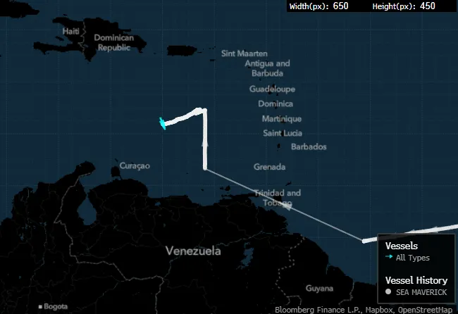 Map of Sea Maverick tanker