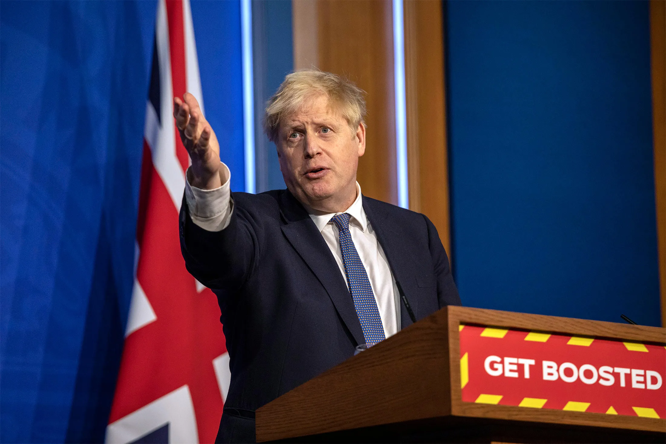 Boris Johnson speaks during a Covid-19 briefing in London, on Jan. 4.