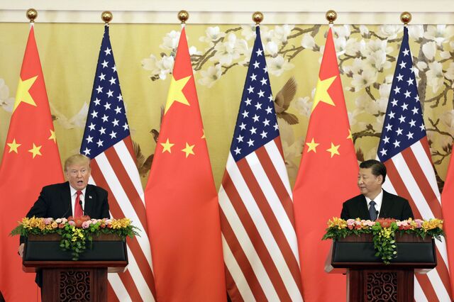 Trump and Xi speak at a news conference in Beijing in November 2017.