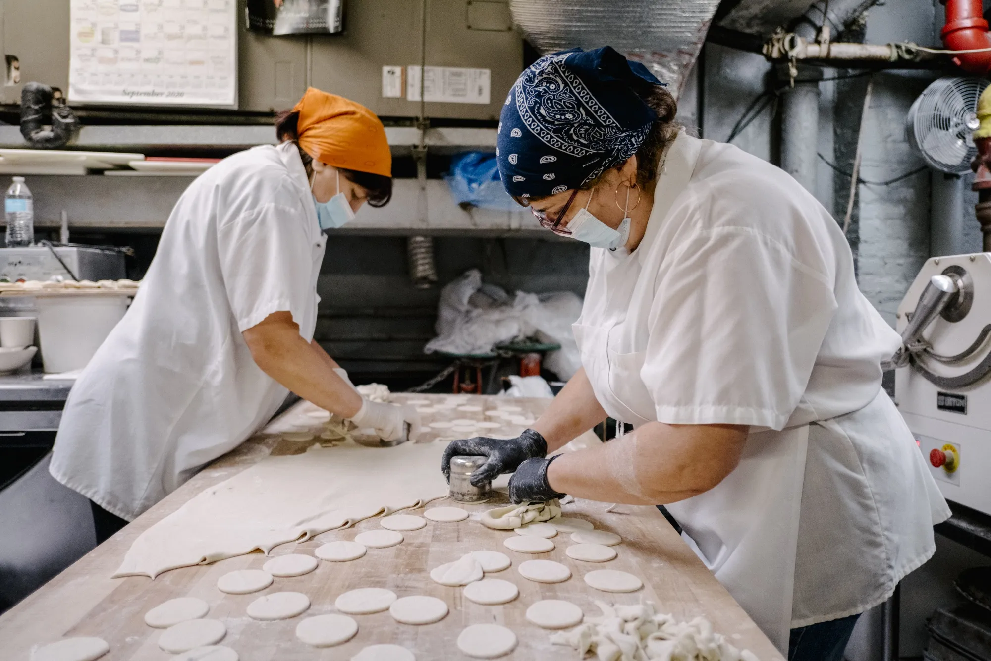 Workers&nbsp;prepare pierogi at Veselka restaurant in New York in September 2020.&nbsp;