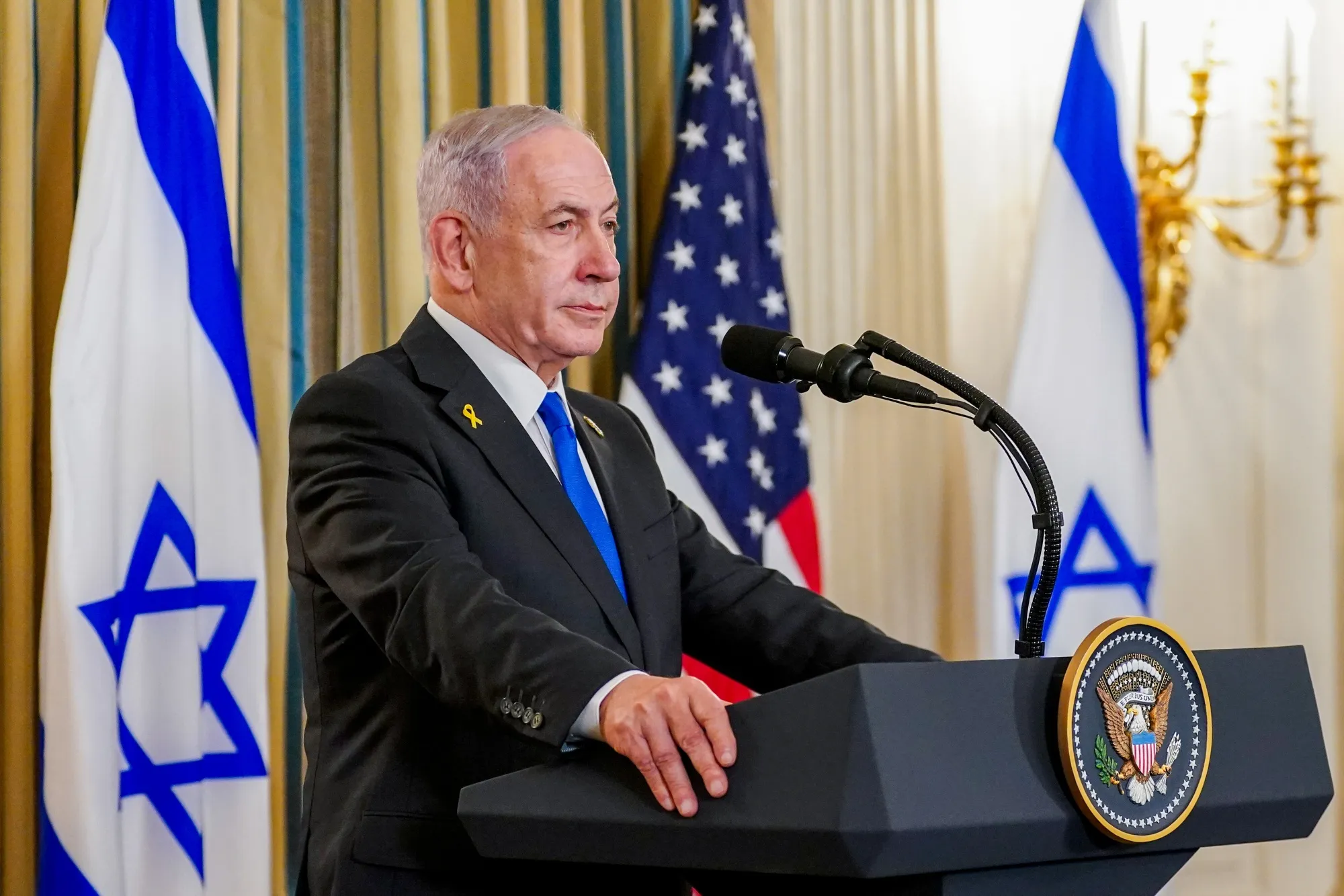Benjamin Netanyahu during a news conference at the White House in Washington, DC, on Sept. 29.