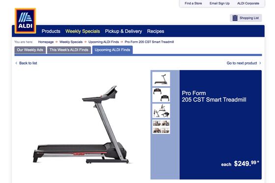 Grocery Run? Discount Chain Aldi Adds $250 Treadmills