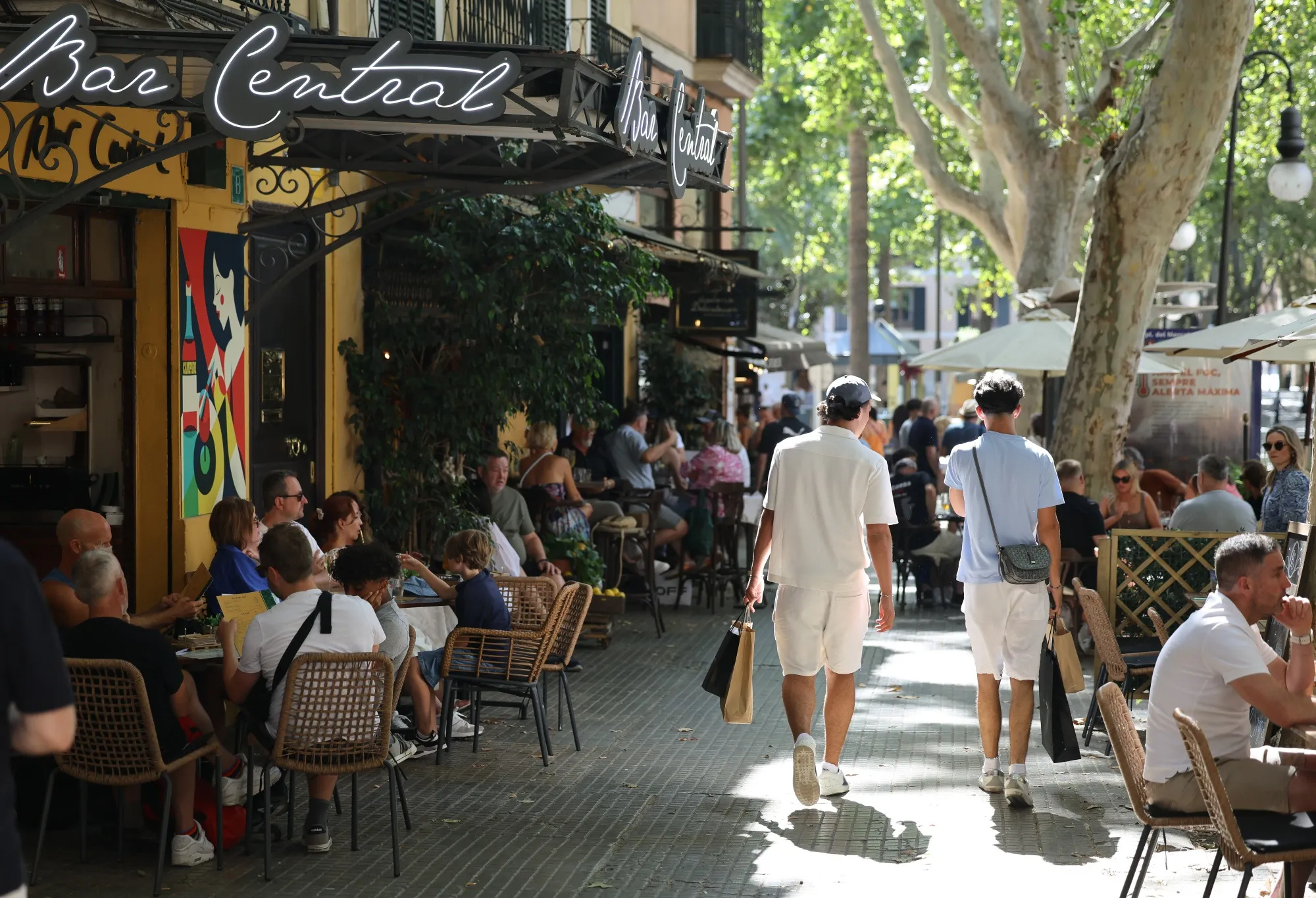 Diners at restaurants in Palma de Mallorca, Spain, on July 25.