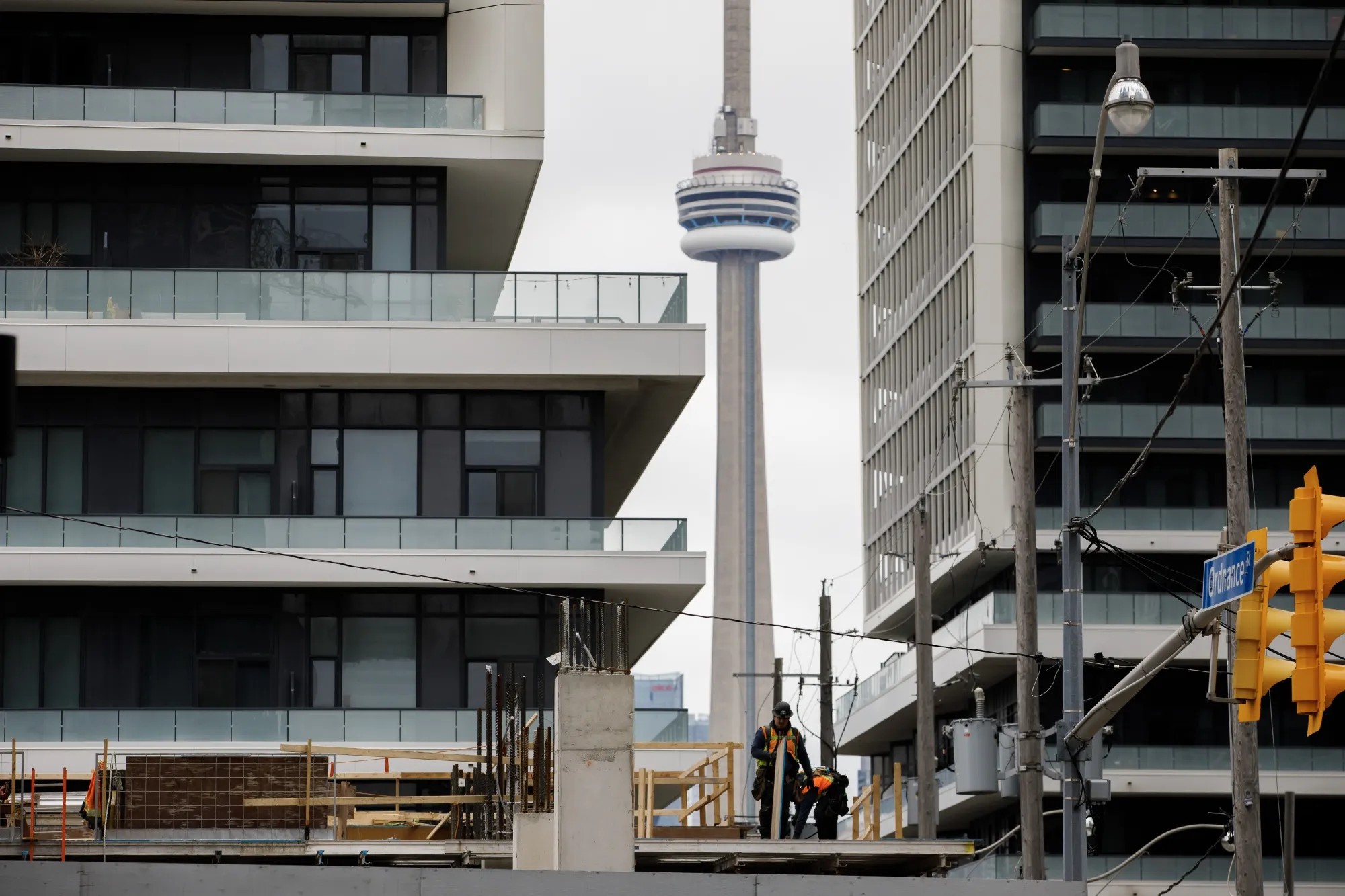 A condominium building under construction in Toronto.