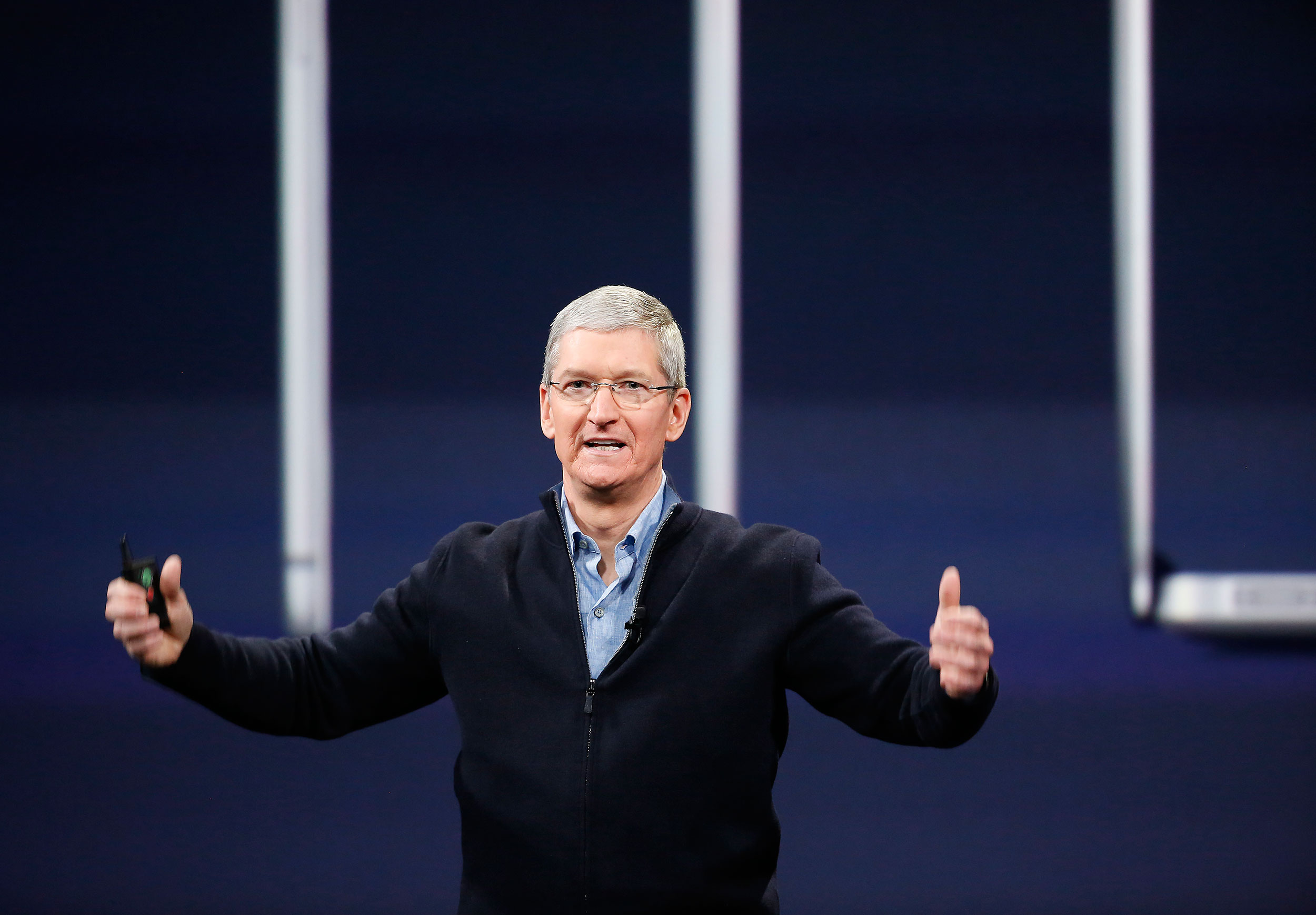 Apple CEO Tim Cook during an Apple special event at the Yerba Buena Center for the Arts on March 9, 2015 in San Francisco, California.
