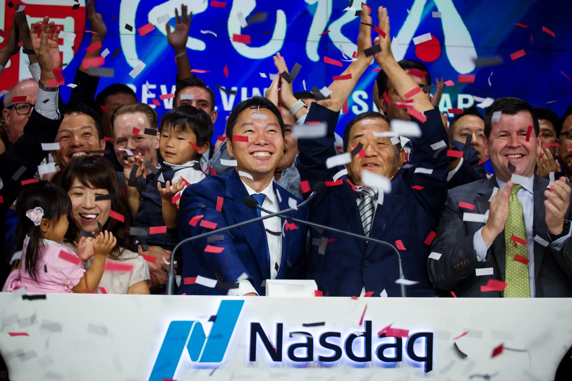 Kura Sushi’s&nbsp;IPO&nbsp;at the Nasdaq MarketSite in New York.