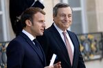 Emmanuel Macron and Mario Draghi at the Elysee Palace in Paris on Nov. 12.