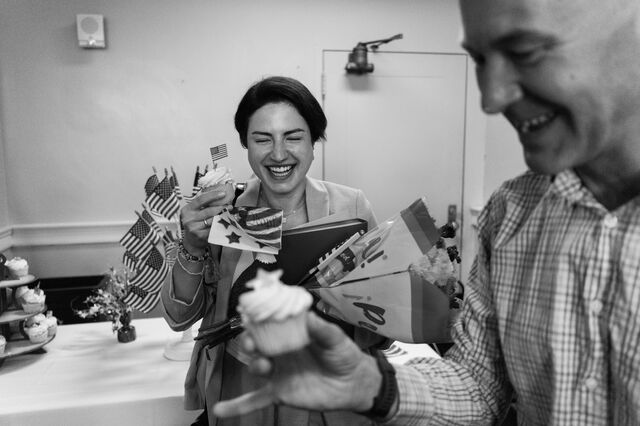 At a reception after the ceremony, Kosareva and Volodin eat cupcakes and mingled with other people who had recently become citizens. 