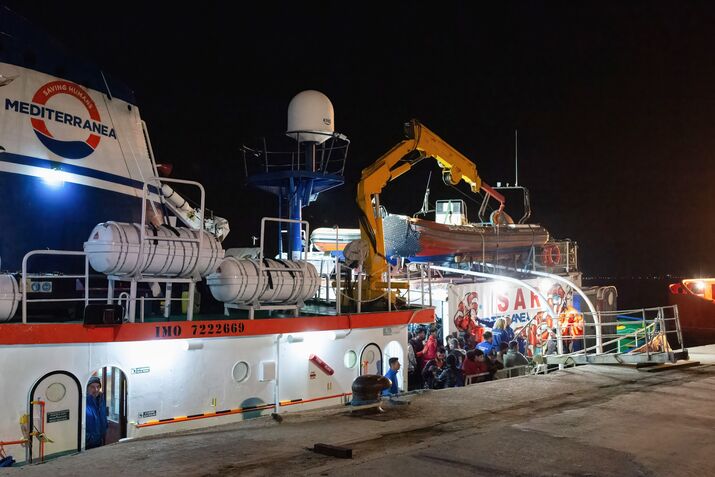 The Mare Jonio ship of the NGO Mediterranean Saving Humans