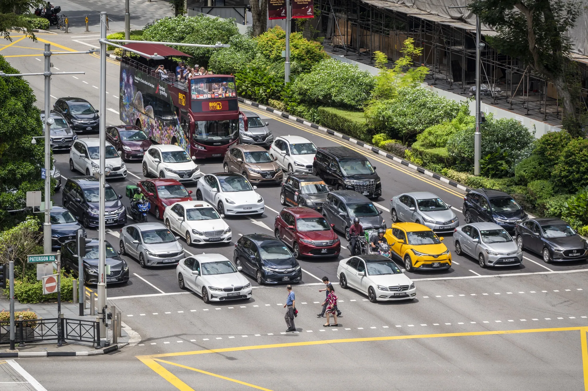 Traffic at Orchard Rooad junction in Singapore.