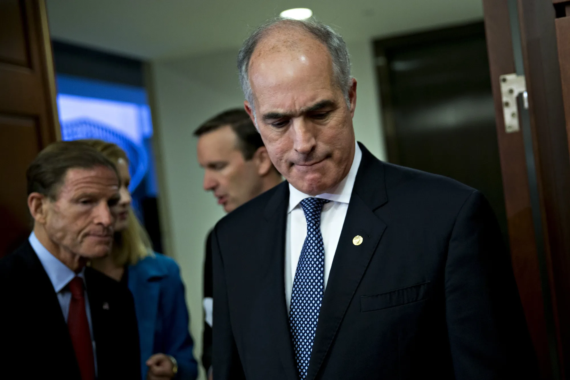 Senator Bob Casey, a Democrat from Pennsylvania, arrives to a news conference&nbsp;in Washington on Oct. 3, 2017.&nbsp;