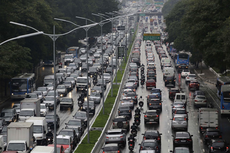 A traffic jam in São Paulo on June 6, 2014, during a subway strike.