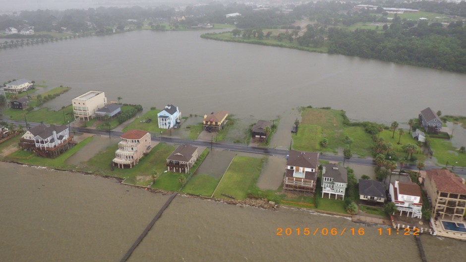Homes in Galveston, Texas, flooded by Tropical Storm Bill.