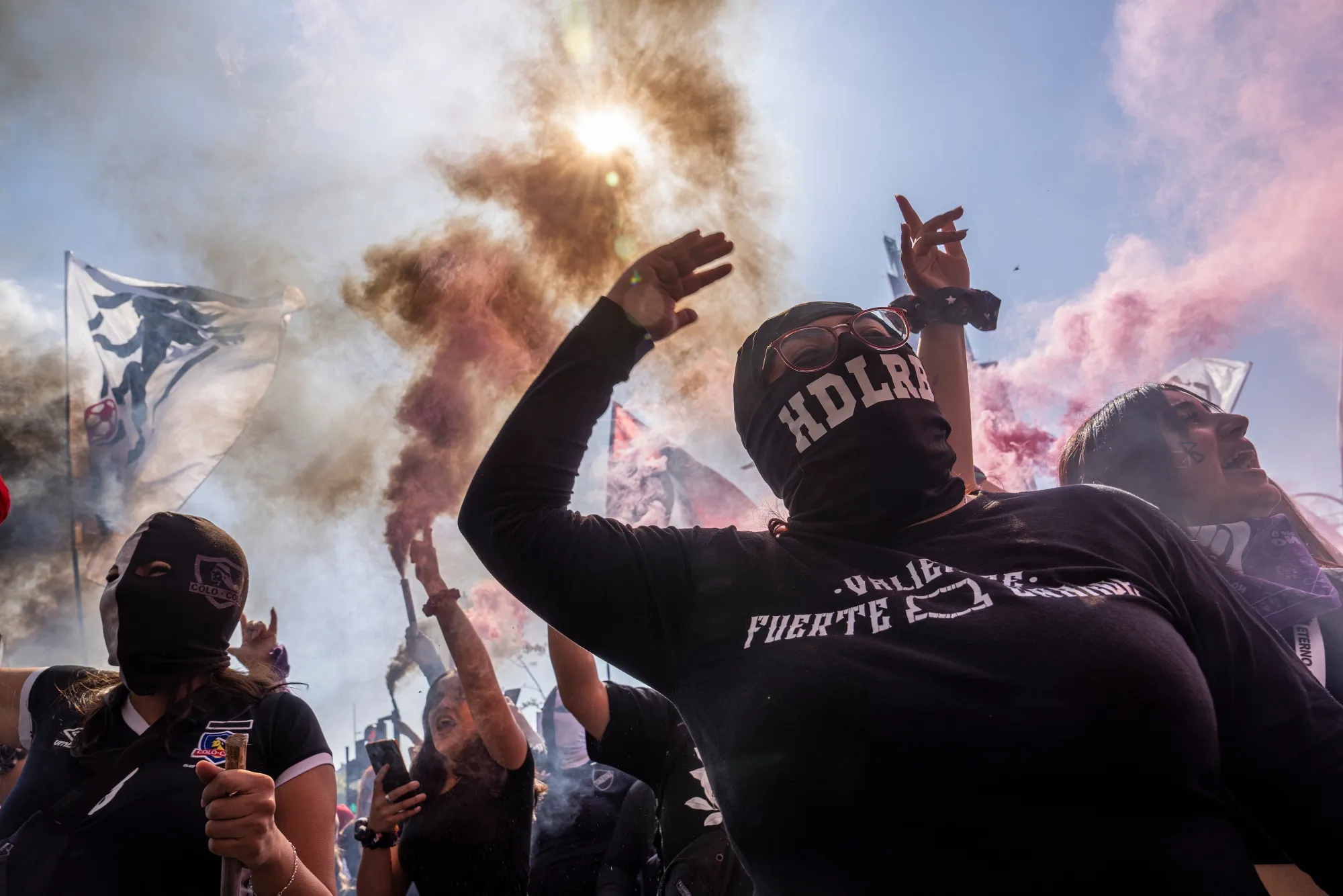 Demonstrators during the Women’s Day march in Santiago on March 8.