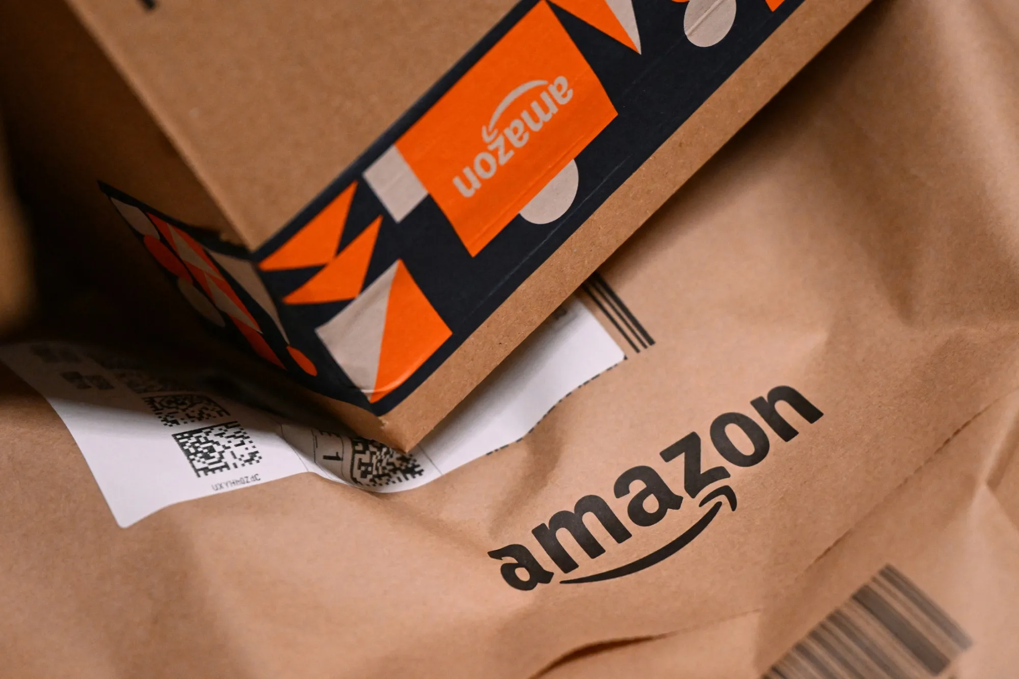 Amazon packages ready for dispatch at a distribution center in Germany.