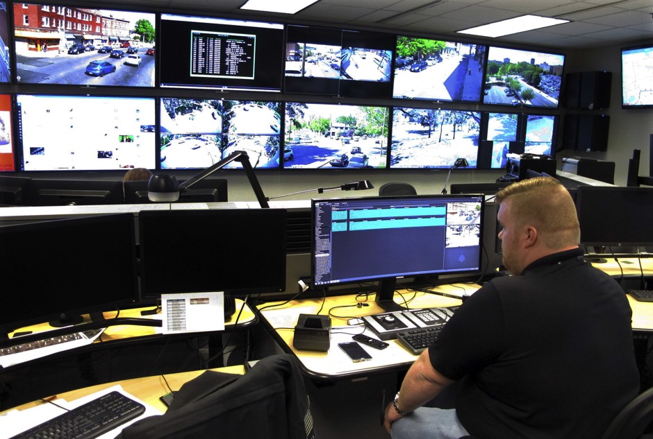 Video screens in the Hartford police Real-Time Crime and Data Intelligence Center in Hartford, Conn., where analytical software was intended to help predict crime.