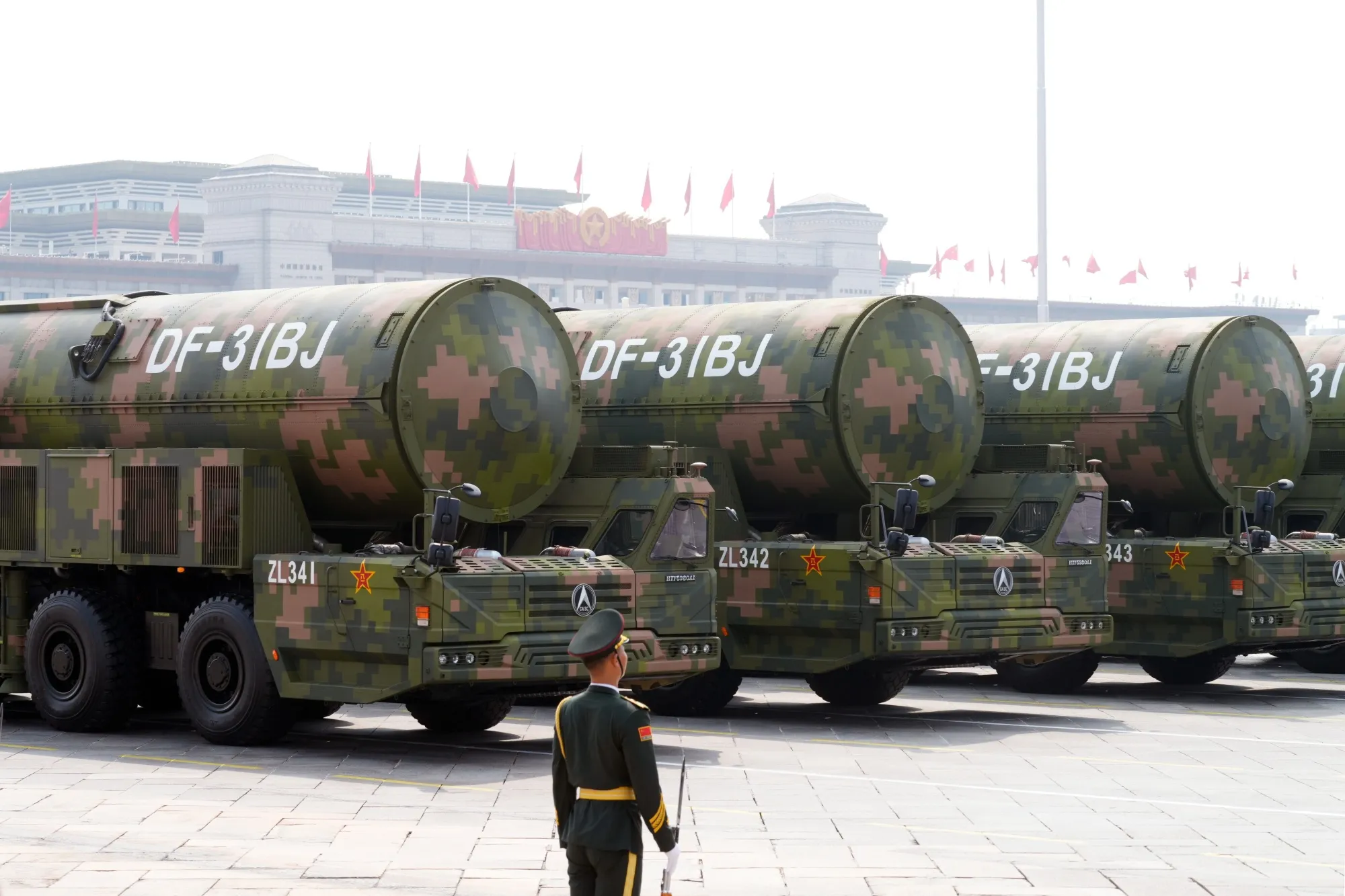 ICBMs during a military parade in Beijing, on Sept. 3.