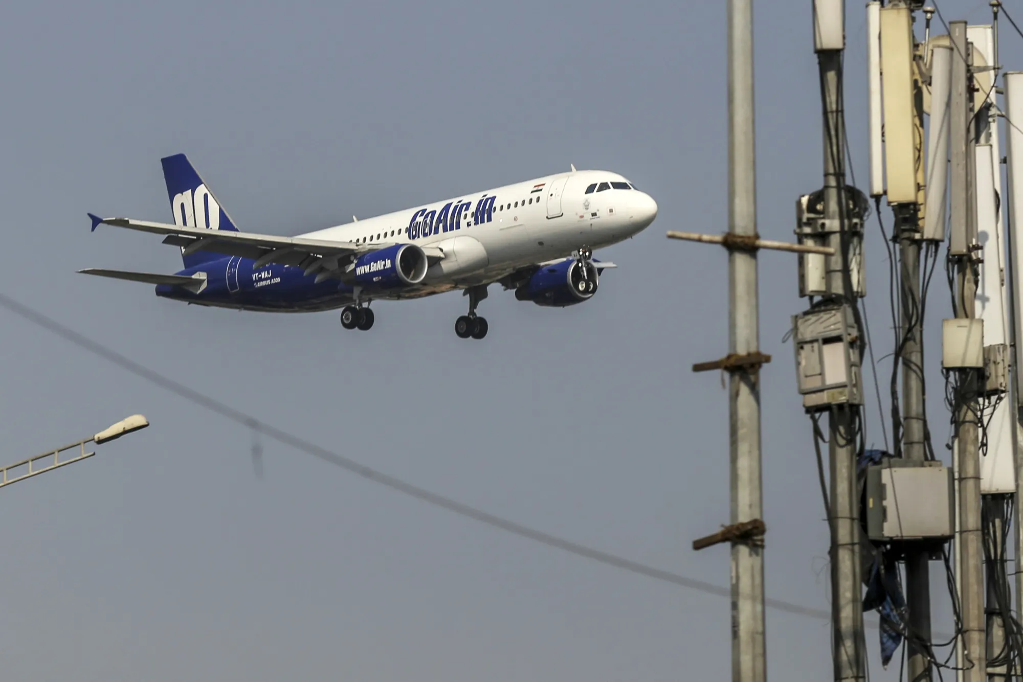 An aircraft operated by Go Airlines prepares to land at Chhatrapati Shivaji International Airport in Mumbai, in 2016.&nbsp;