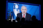 Benjamin Netanyahu, Israel's prime minister, is displayed on a screen at AIPAC in Washington on March 26, 2019.