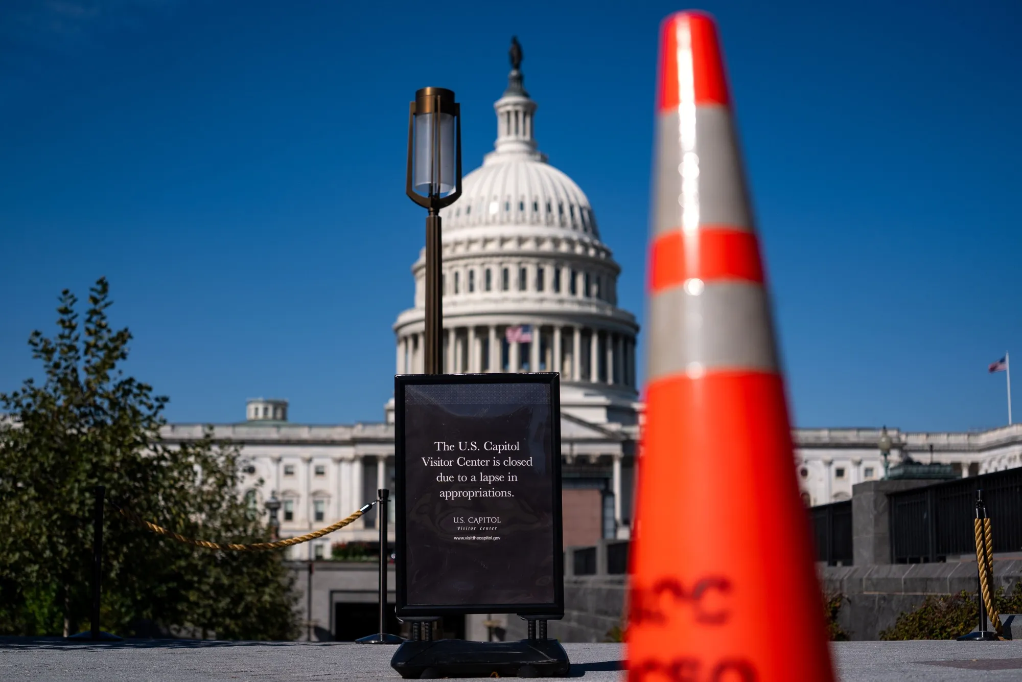 "Closed" signage outside the Capitol Visitors Center at the US Capitol in Washington, DC, US,.