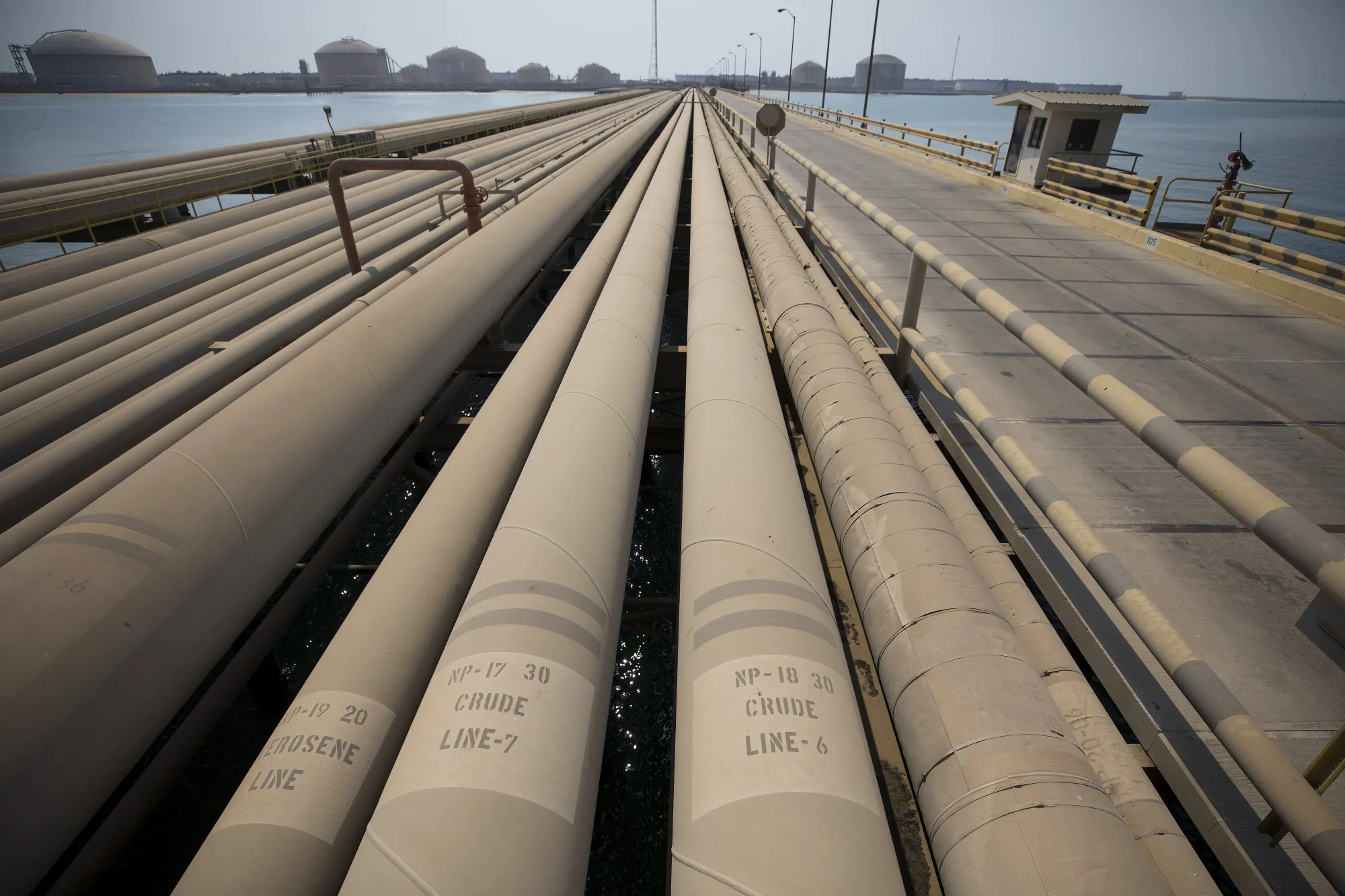 Oil pipes at Aramco's Ras Tanura terminal on Oct. 1.